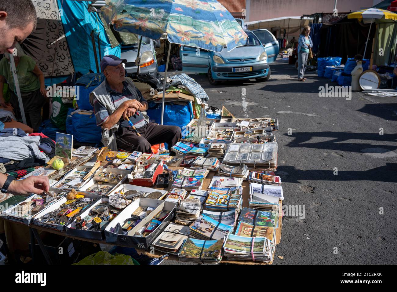 Sunday flea market, Feira da Ladra (thief fair) at campo de Santa Clara Lisbon Portugal Stock Photo