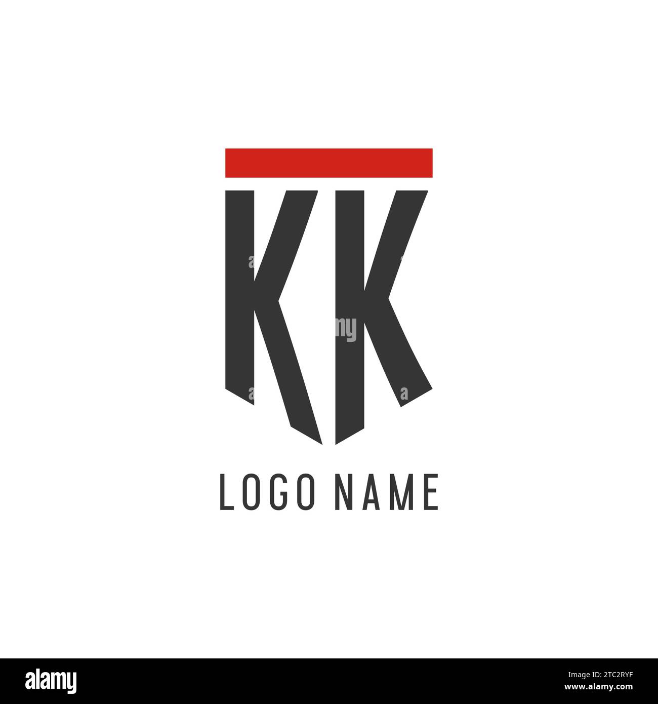 KK initial esport logo with simple shield design style vector graphic Stock Vector