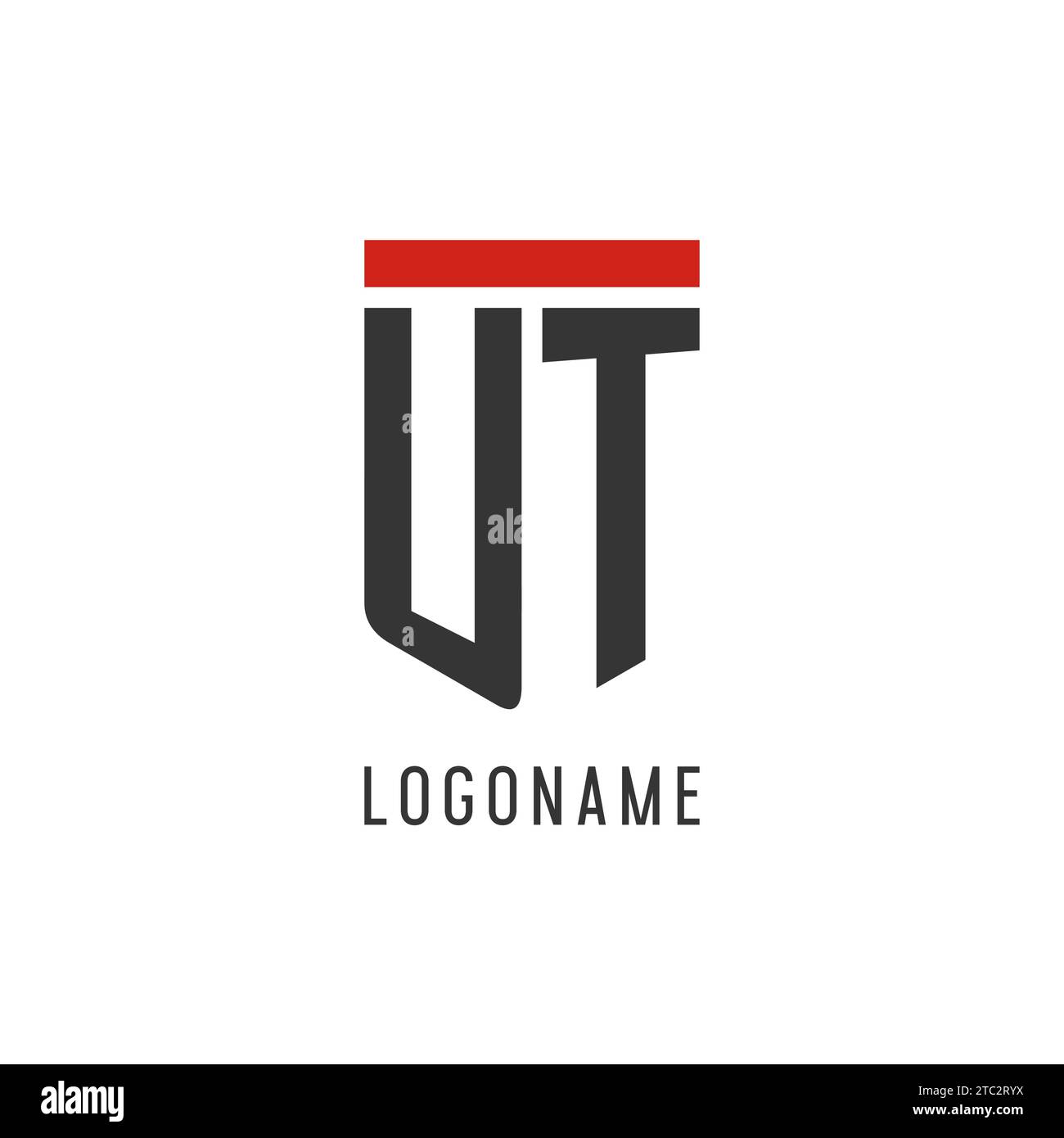 UT initial esport logo with simple shield design style vector graphic Stock Vector