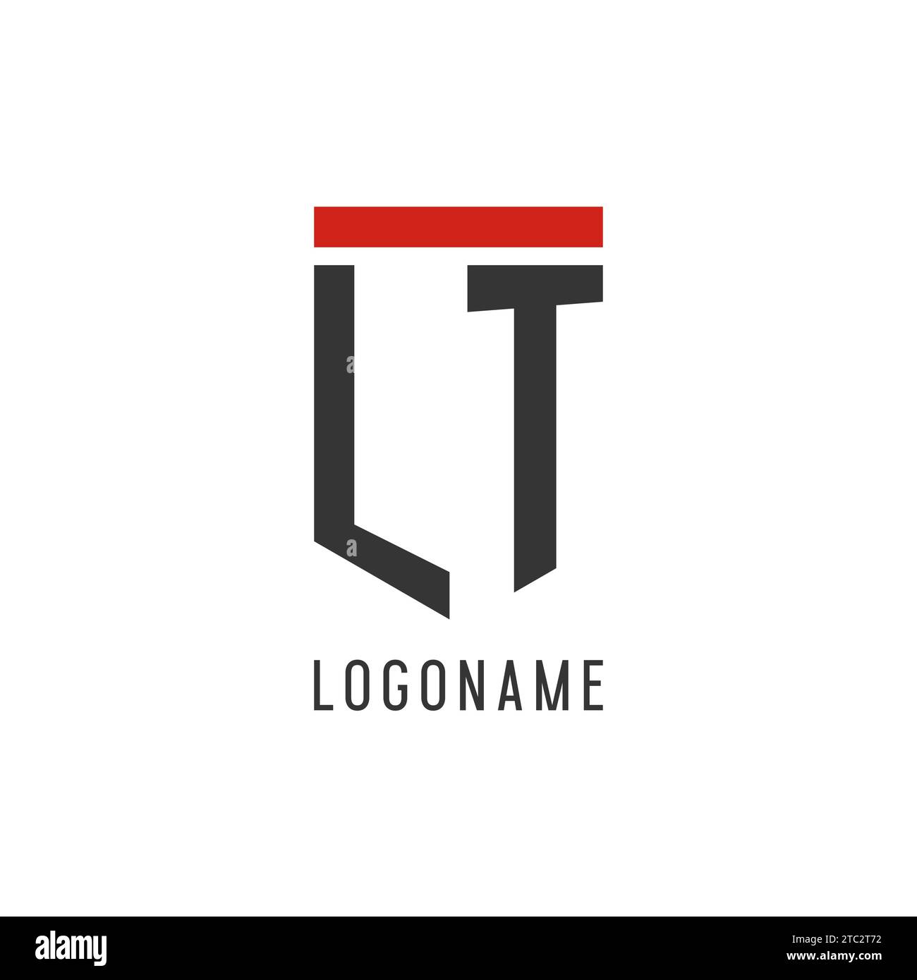 LT initial esport logo with simple shield design style vector graphic Stock Vector