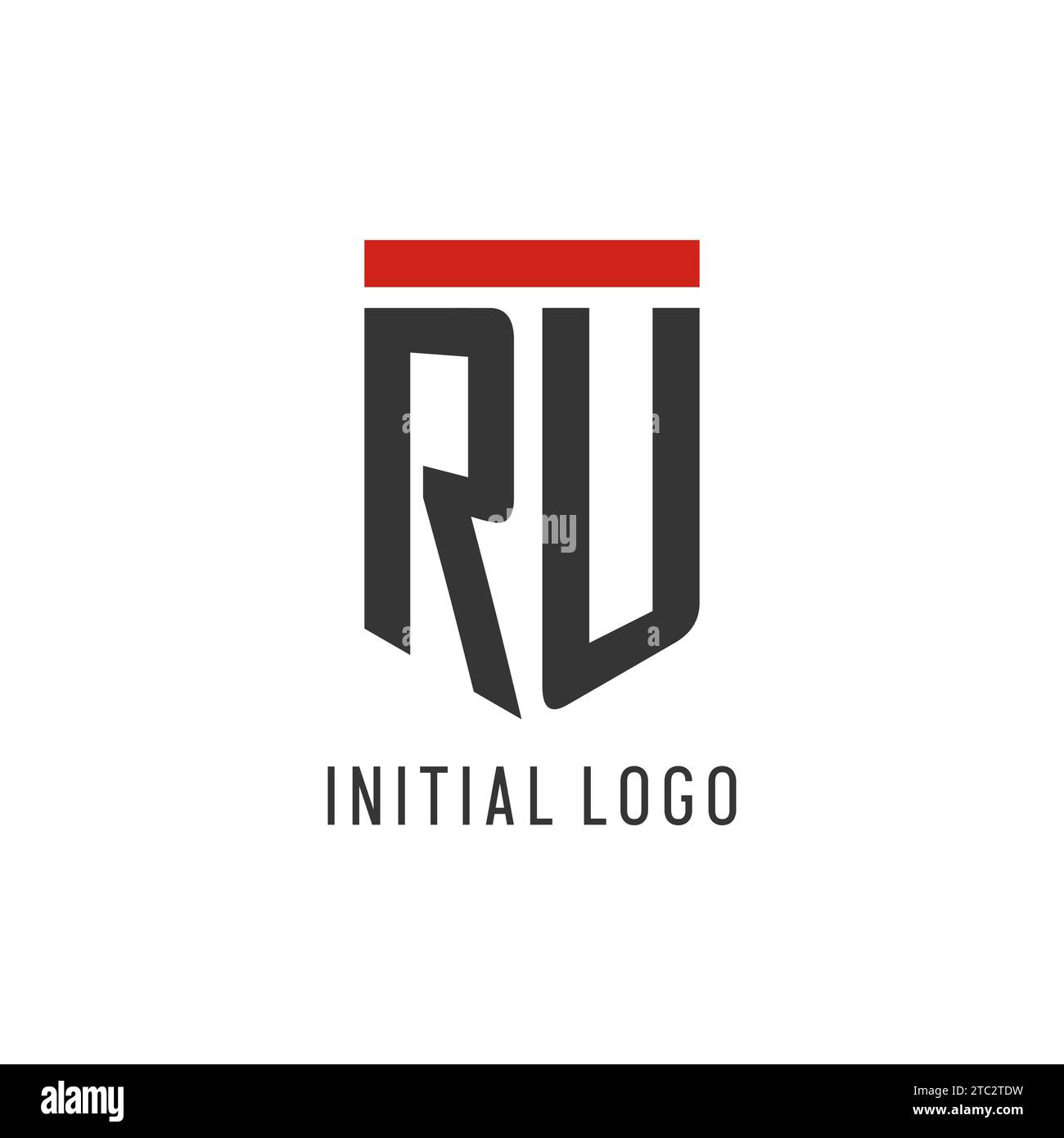 RU initial esport logo with simple shield design style vector graphic Stock Vector