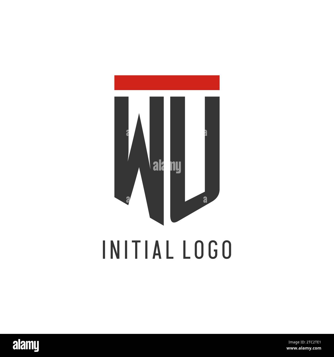 WU initial esport logo with simple shield design style vector graphic Stock Vector