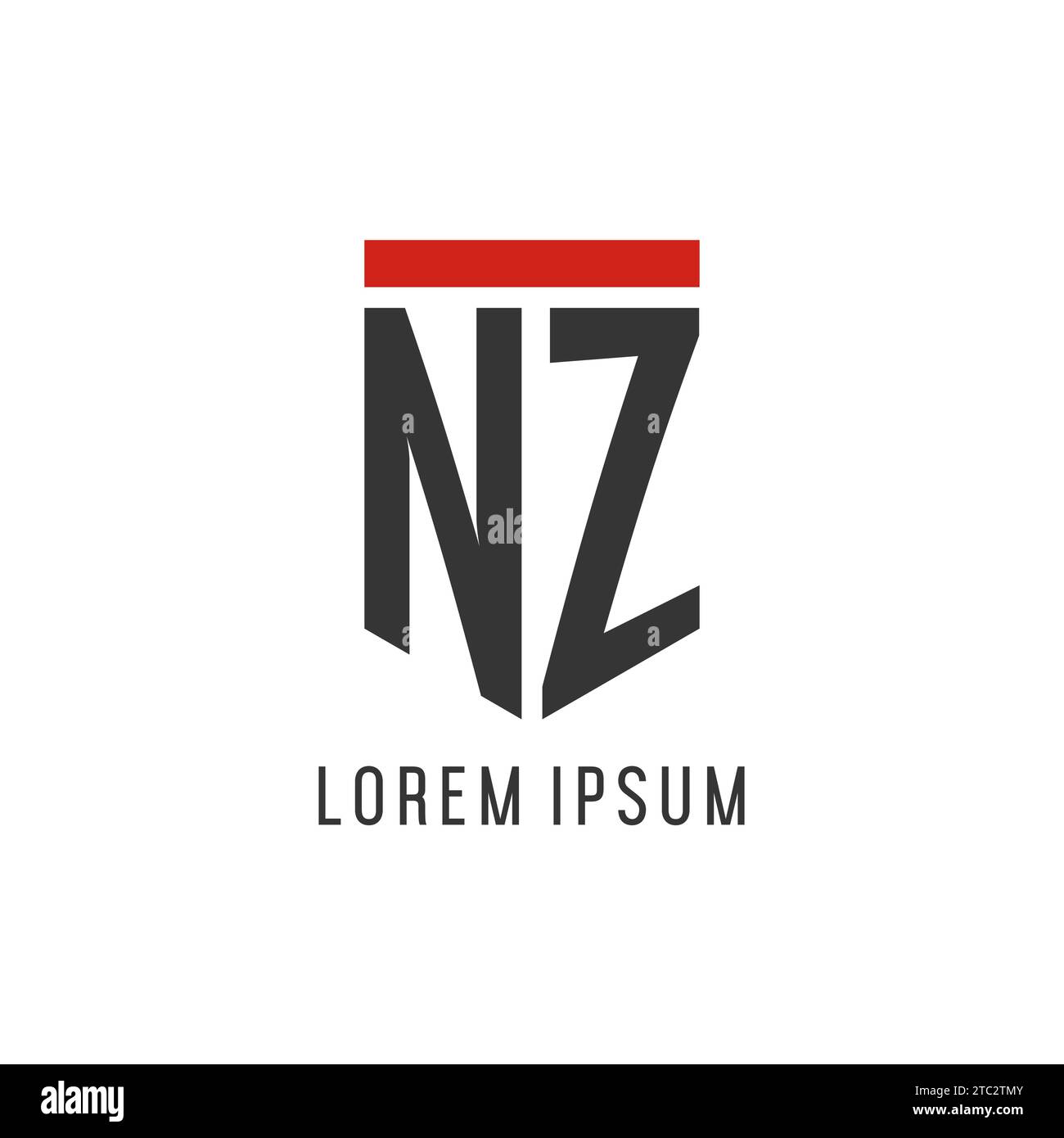NZ initial esport logo with simple shield design style vector graphic Stock Vector