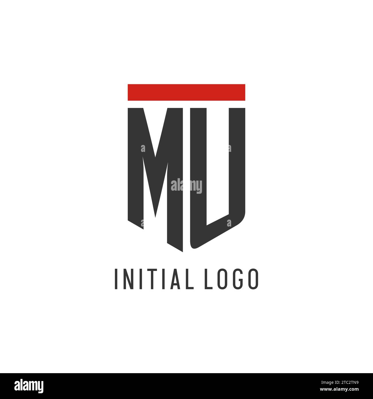 MU initial esport logo with simple shield design style vector graphic Stock Vector