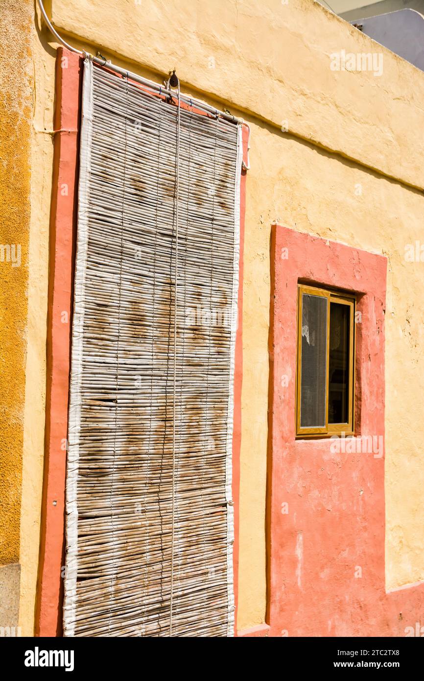 The Typical door in Maltese villages with bamboo curtain cover Stock Photo