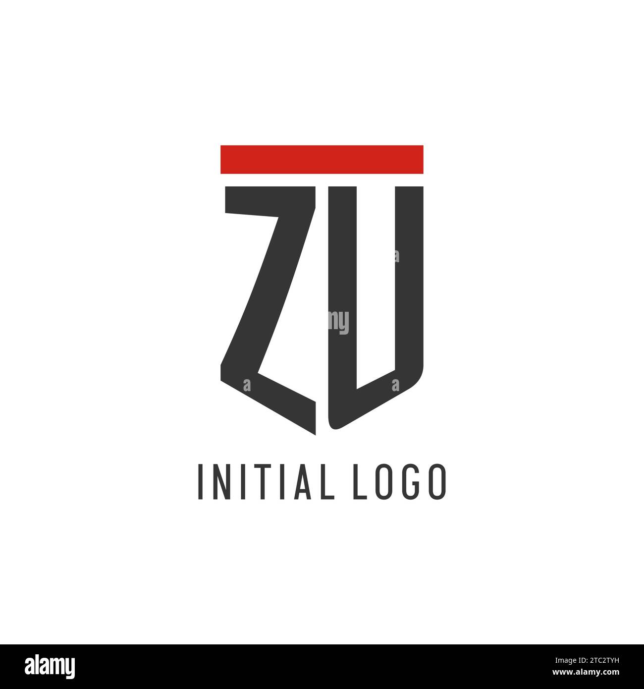 ZU initial esport logo with simple shield design style vector graphic Stock Vector