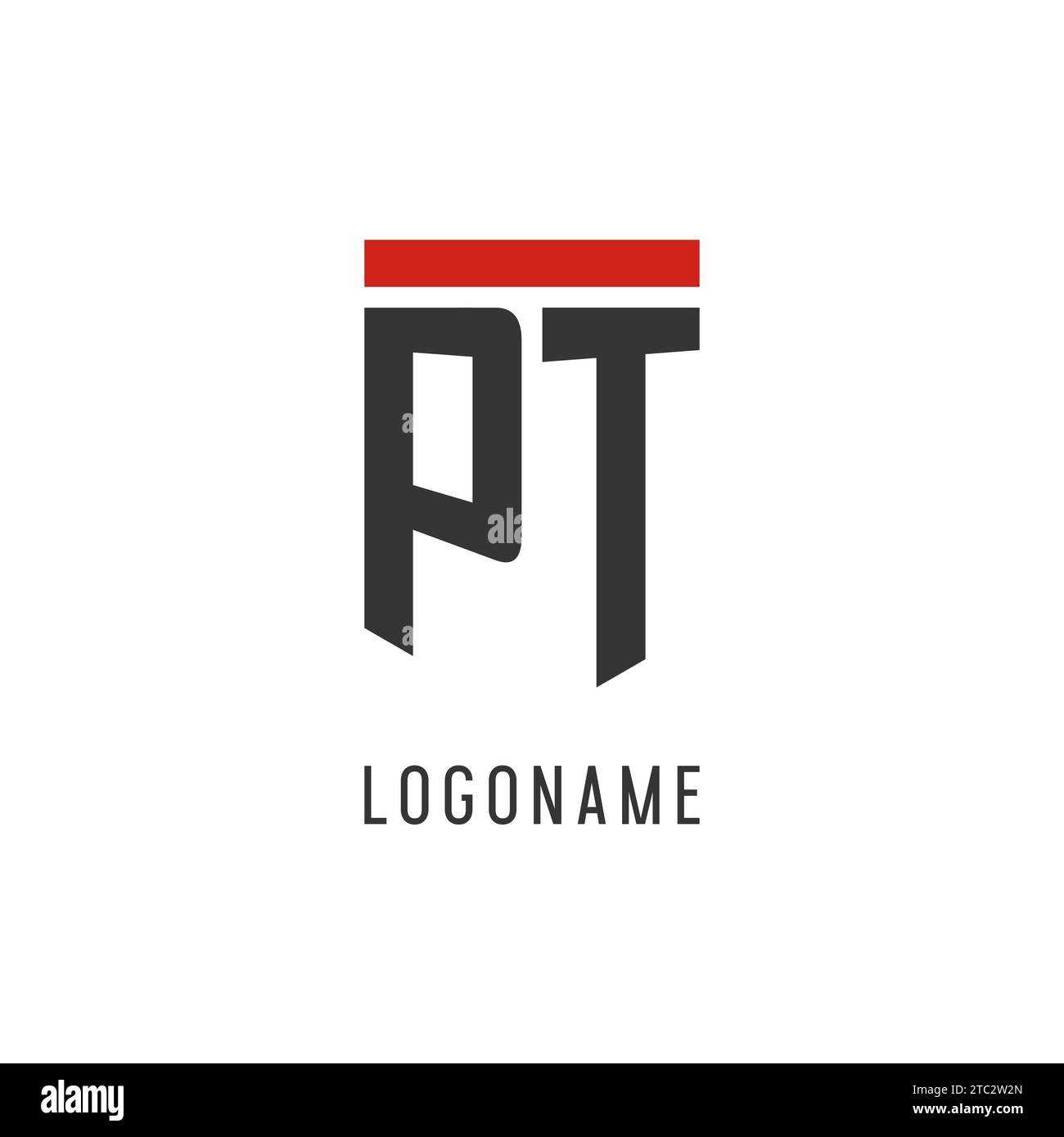 PT initial esport logo with simple shield design style vector graphic Stock Vector