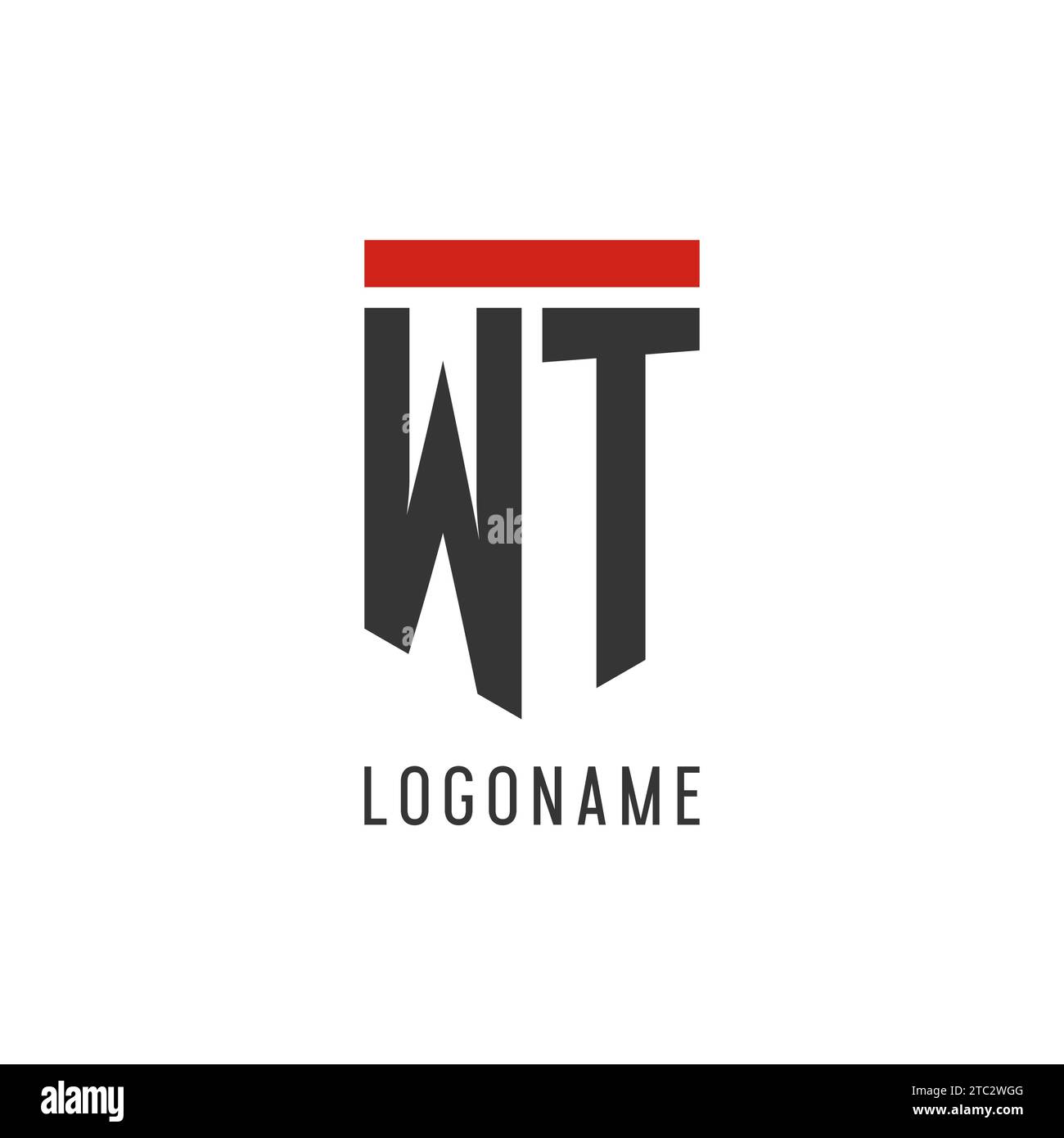 WT initial esport logo with simple shield design style vector graphic Stock Vector
