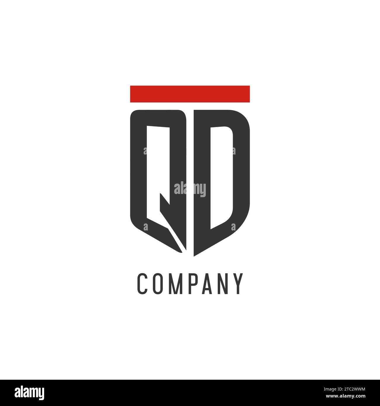 QD initial esport logo with simple shield design style vector graphic Stock Vector