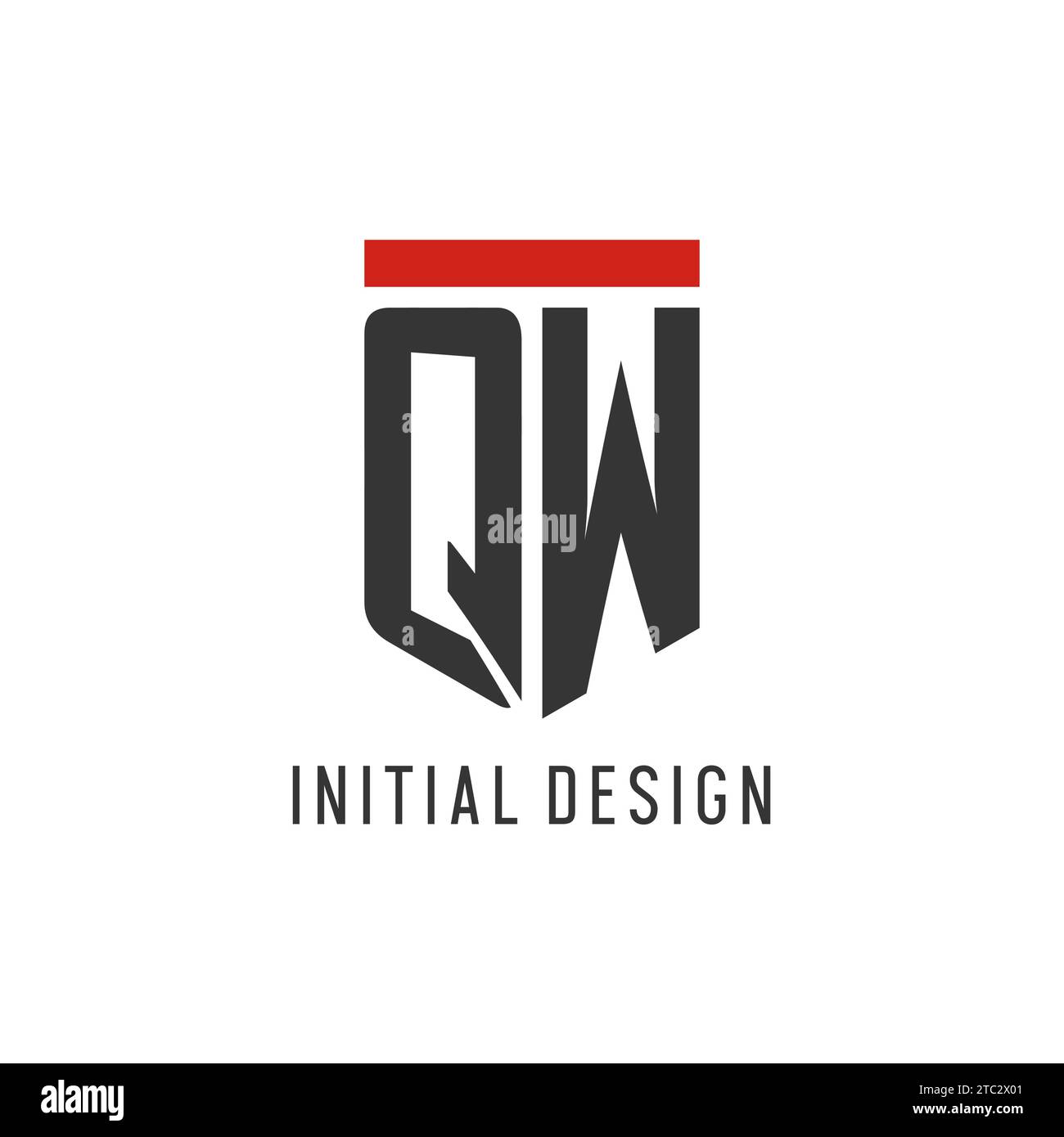 QW initial esport logo with simple shield design style vector graphic