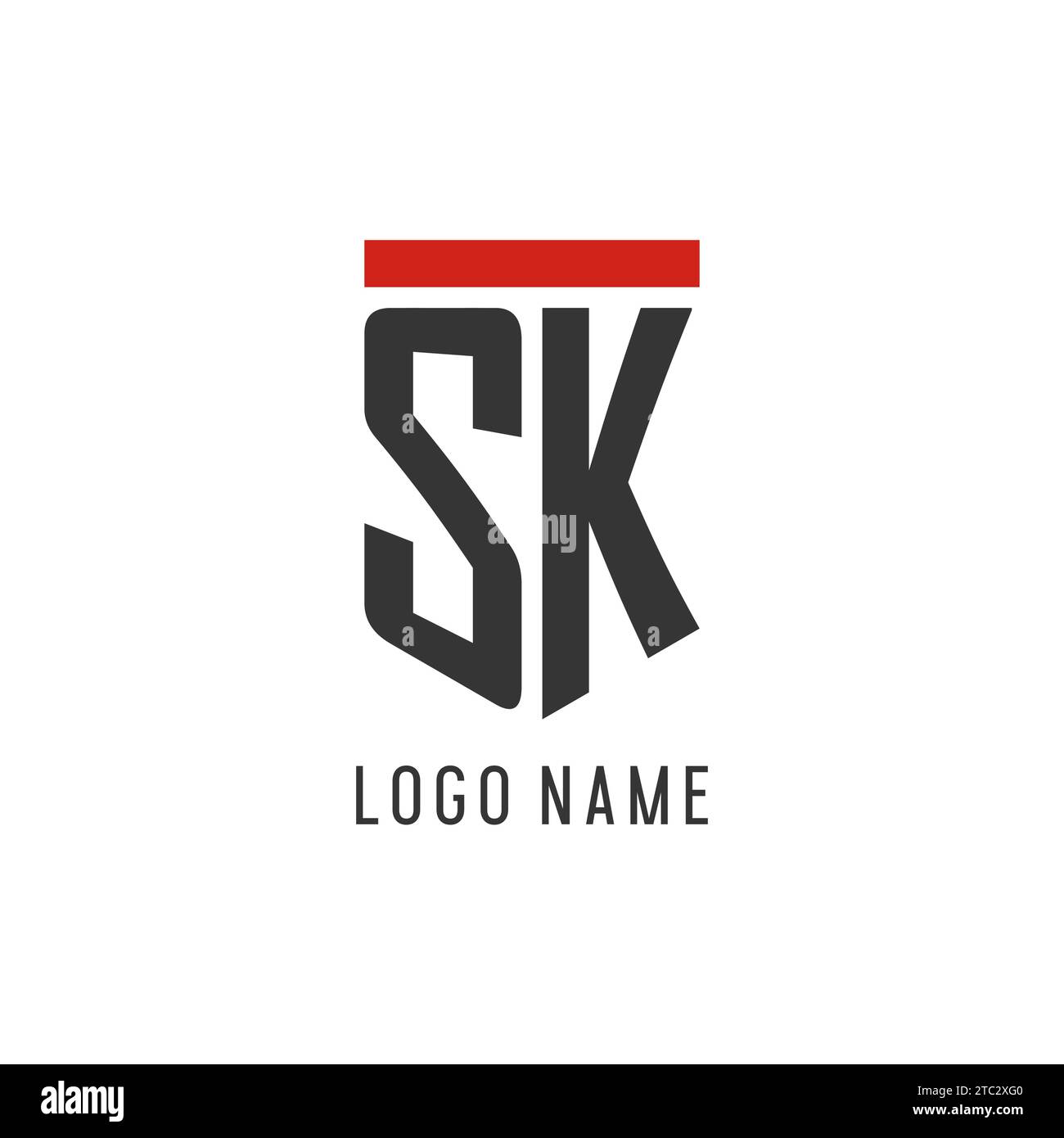 SK initial esport logo with simple shield design style vector graphic Stock Vector