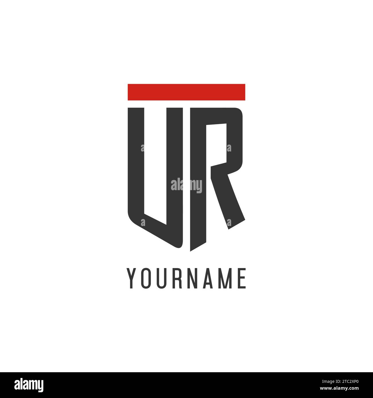 UR initial esport logo with simple shield design style vector graphic Stock Vector