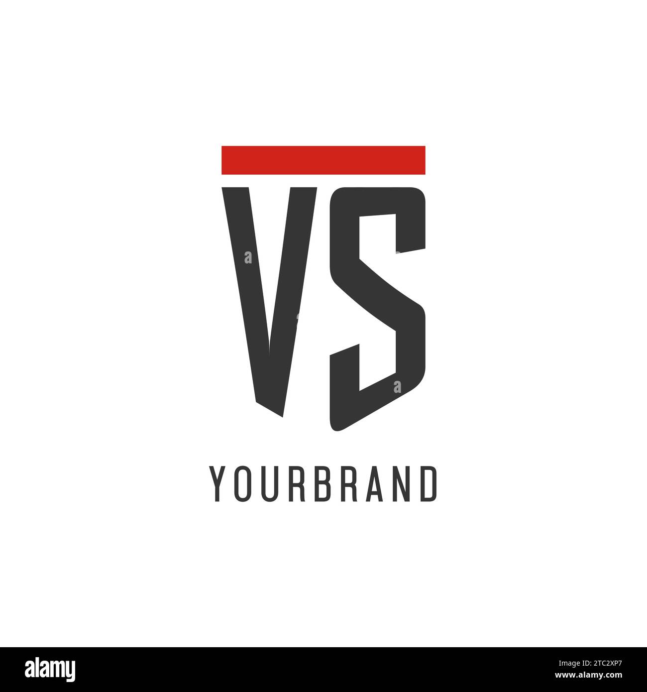 VS initial esport logo with simple shield design style vector graphic Stock Vector