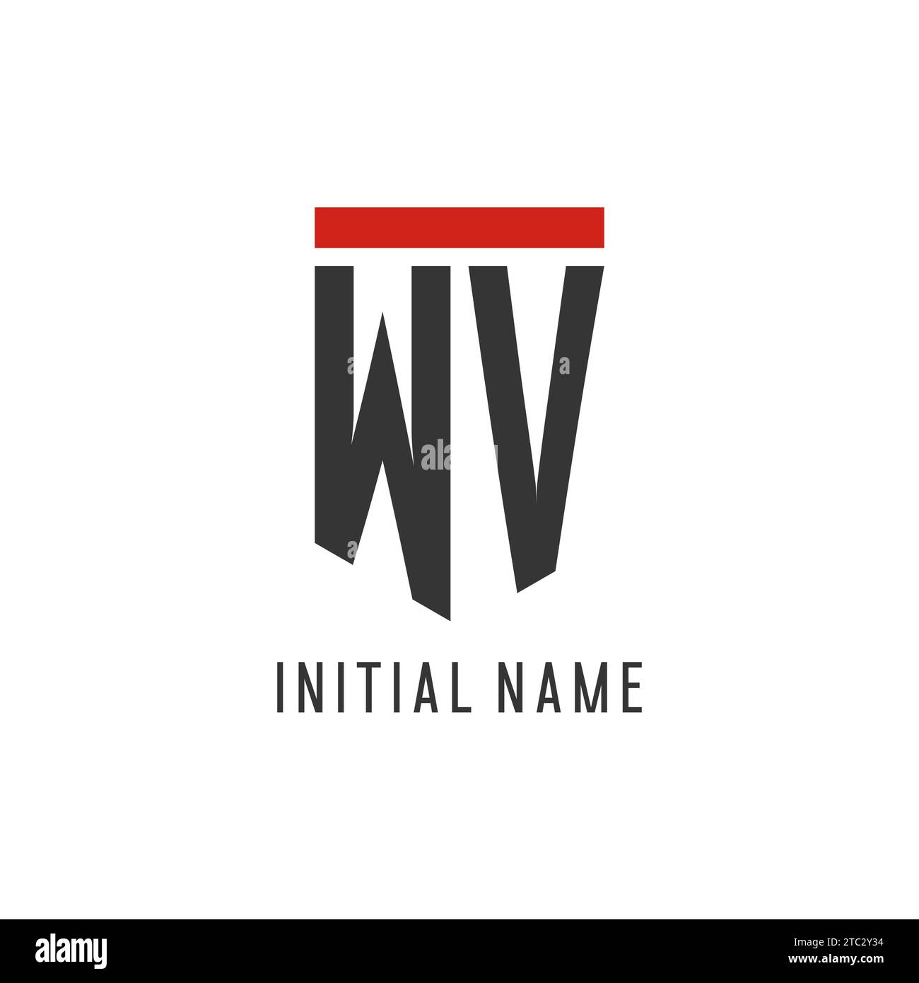 WV initial esport logo with simple shield design style vector graphic Stock Vector