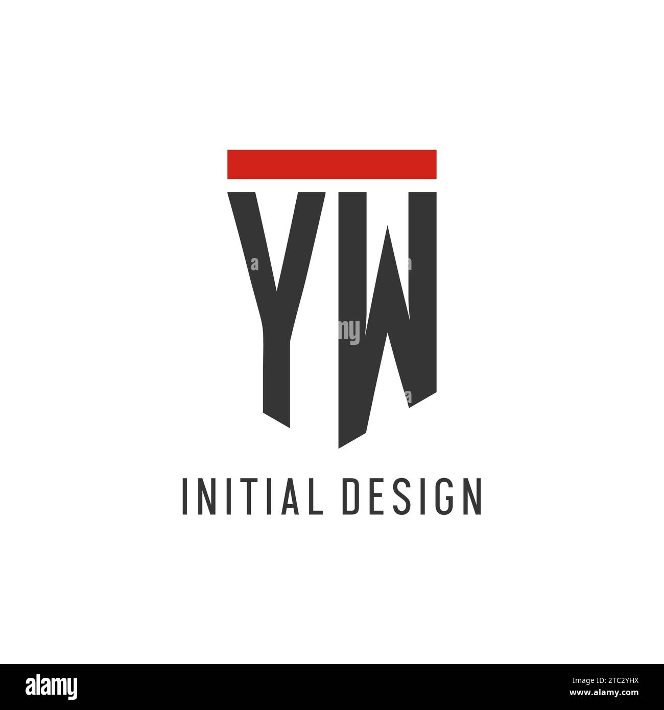 YW initial esport logo with simple shield design style vector graphic Stock Vector
