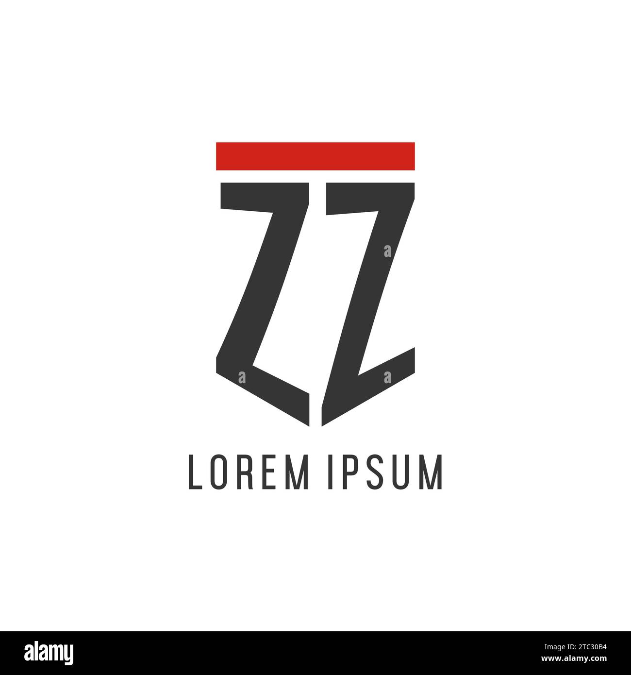 ZZ initial esport logo with simple shield design style vector graphic Stock Vector