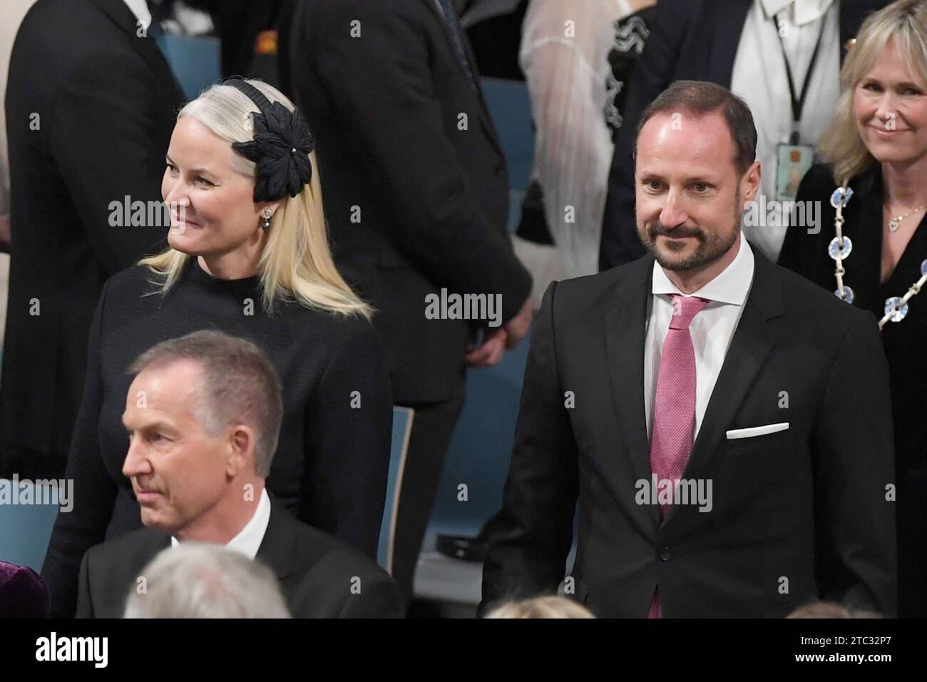 Oslo, Norway. 10th Dec, 2023. Crown Prince Haakon and Crown Princess Mette-Marit attend The Nobel Peace Prize ceremony for Iranian activist Narges Mohammadi at the Nobel Institute in Oslo, Norway. 2023 Nobel Peace Prize winner Narges Mohammadi is imprisoned and is therefore represented by her family. Mohammadi receives the peace prize for her fight against the oppression of women in Iran and the fight for human rights and freedom for all. December 10, 2023. Photo by Paul Treadway/ Credit: UPI/Alamy Live News Stock Photo