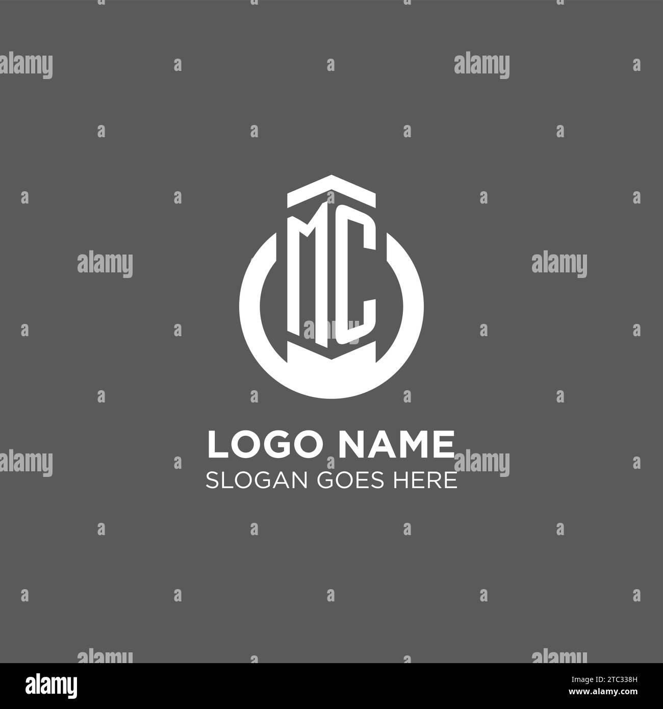 Initial MC circle round line logo, abstract company logo design ideas vector graphic Stock Vector