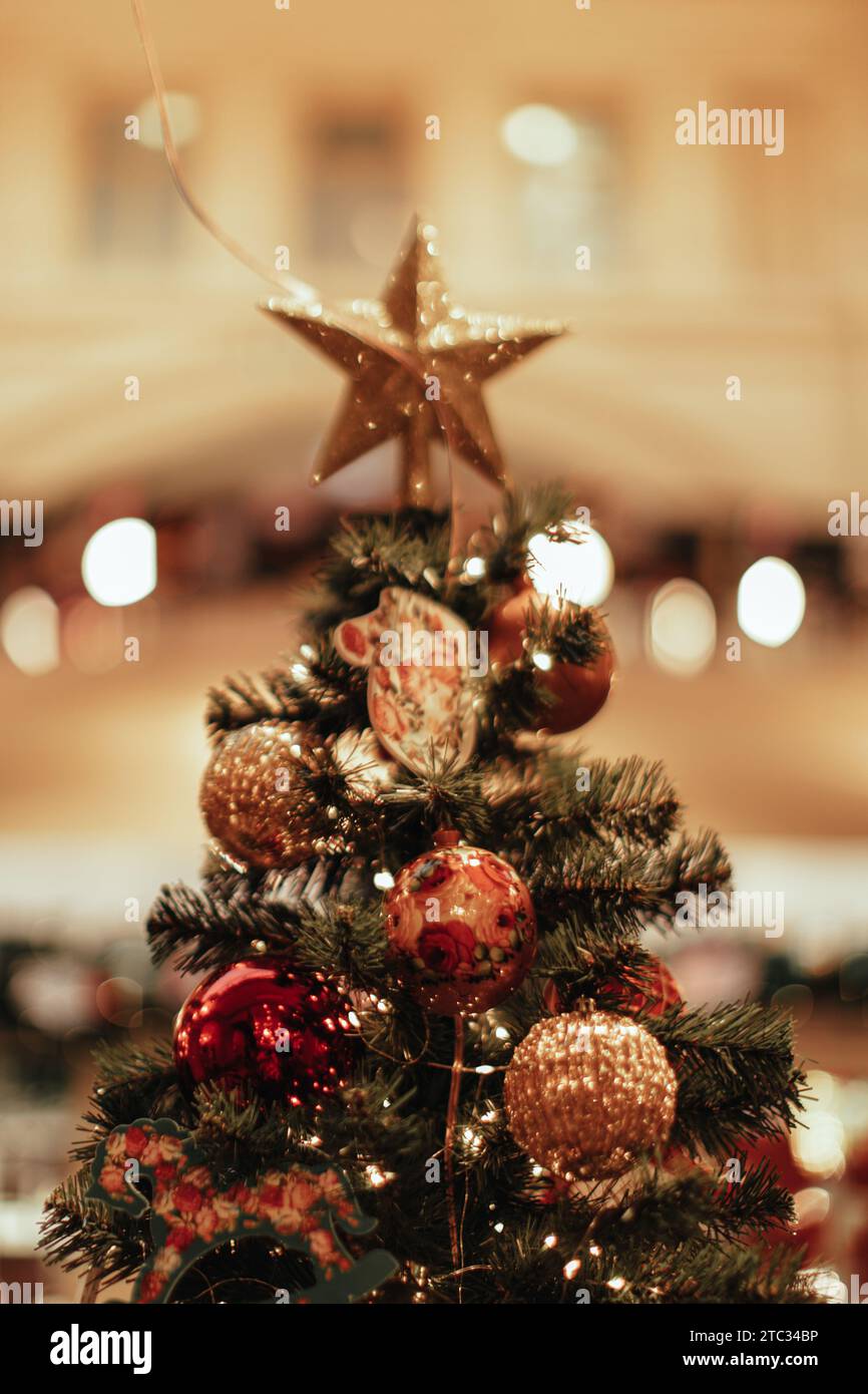 Christmas tree ball and angel hair, christmas decoration Stock