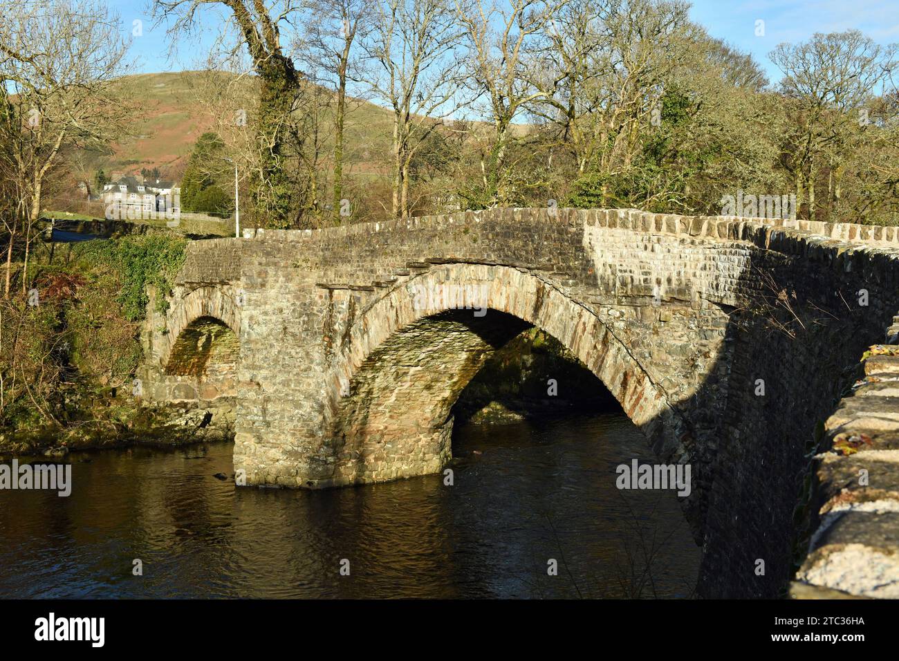 Arched Milthrop Bridge over the River Rawthey close to and not far from Sedburgh in Cumbria Stock Photo