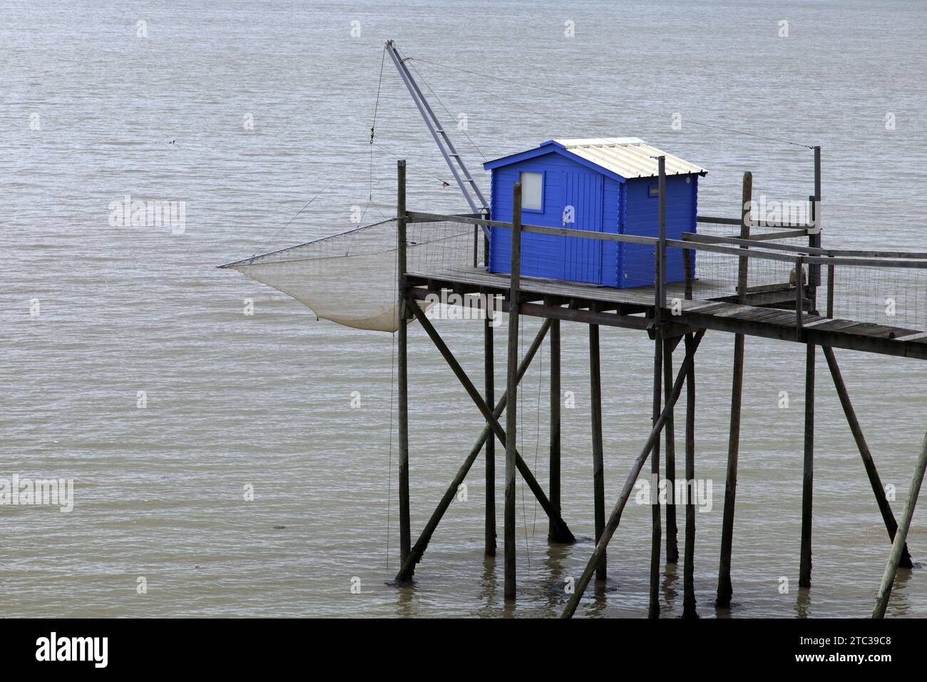 Squares and cabins mounted on stilts. Le-Port-des-Barques. Charente-Maritime, France Stock Photo