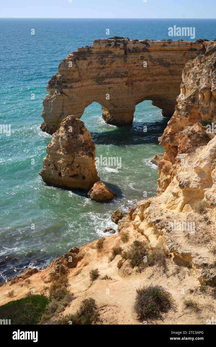Cliffs & coastline walks East of Carvoeiro Algarve Portugal Stock Photo