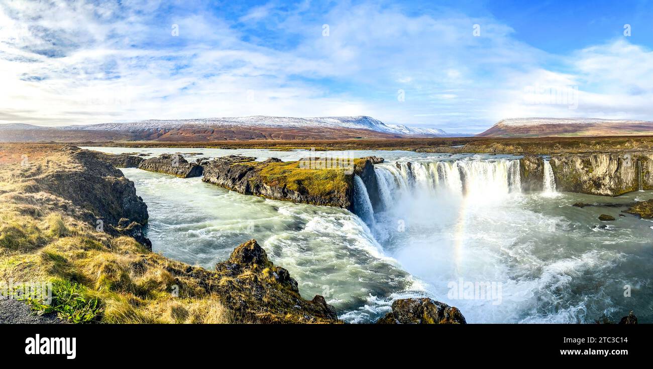 Majestic Godafoss Waterfall in Iceland Stock Photo