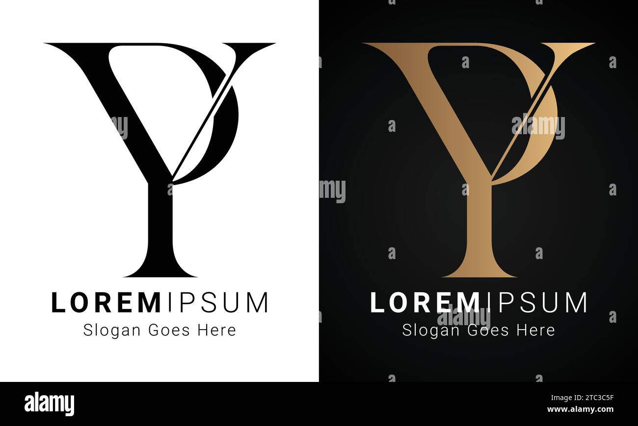 Luxury Initial YP or PY Monogram Text Letter Logo Design Stock Vector