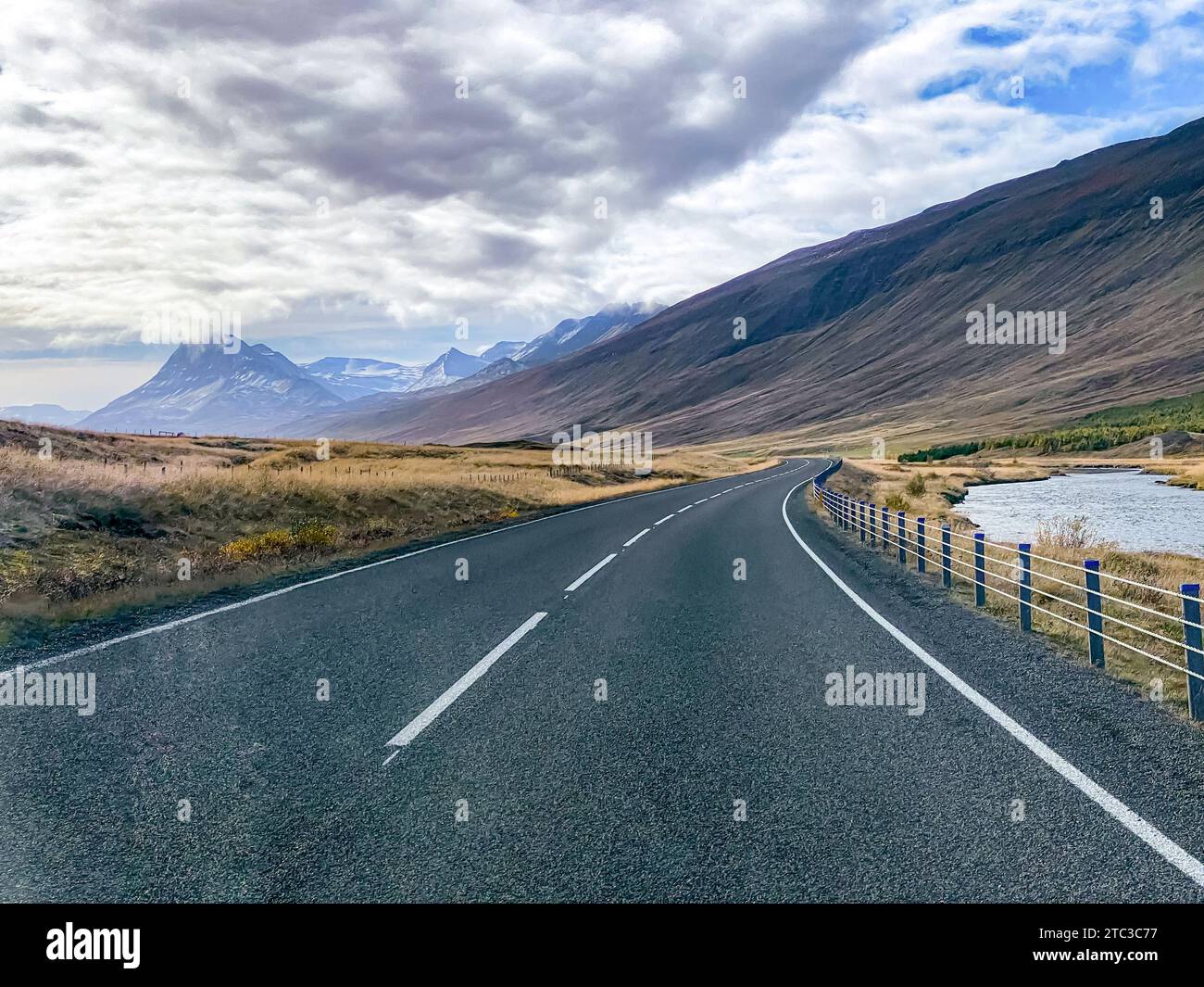 Winding Road Through Amazing Icelandic Scenic Countryside Stock Photo