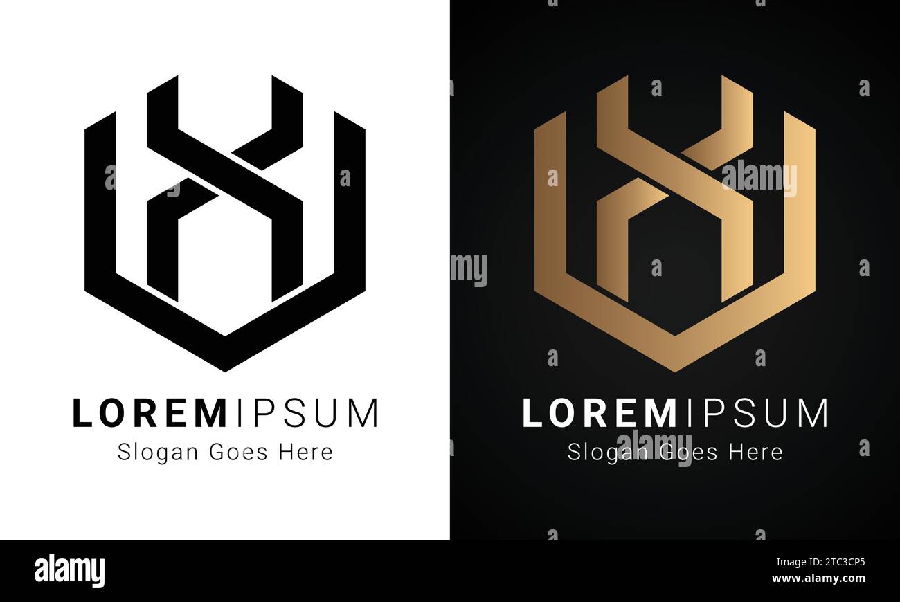 Luxury Initial VX or XV Monogram Text Letter Logo Design Stock Vector