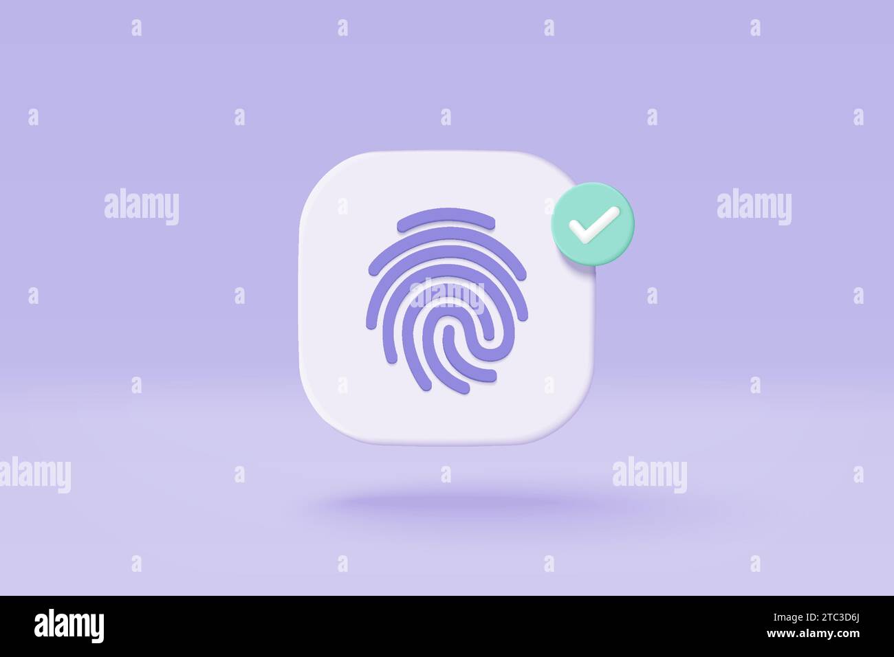 3d fingerprint cyber secure icon. Digital security authentication