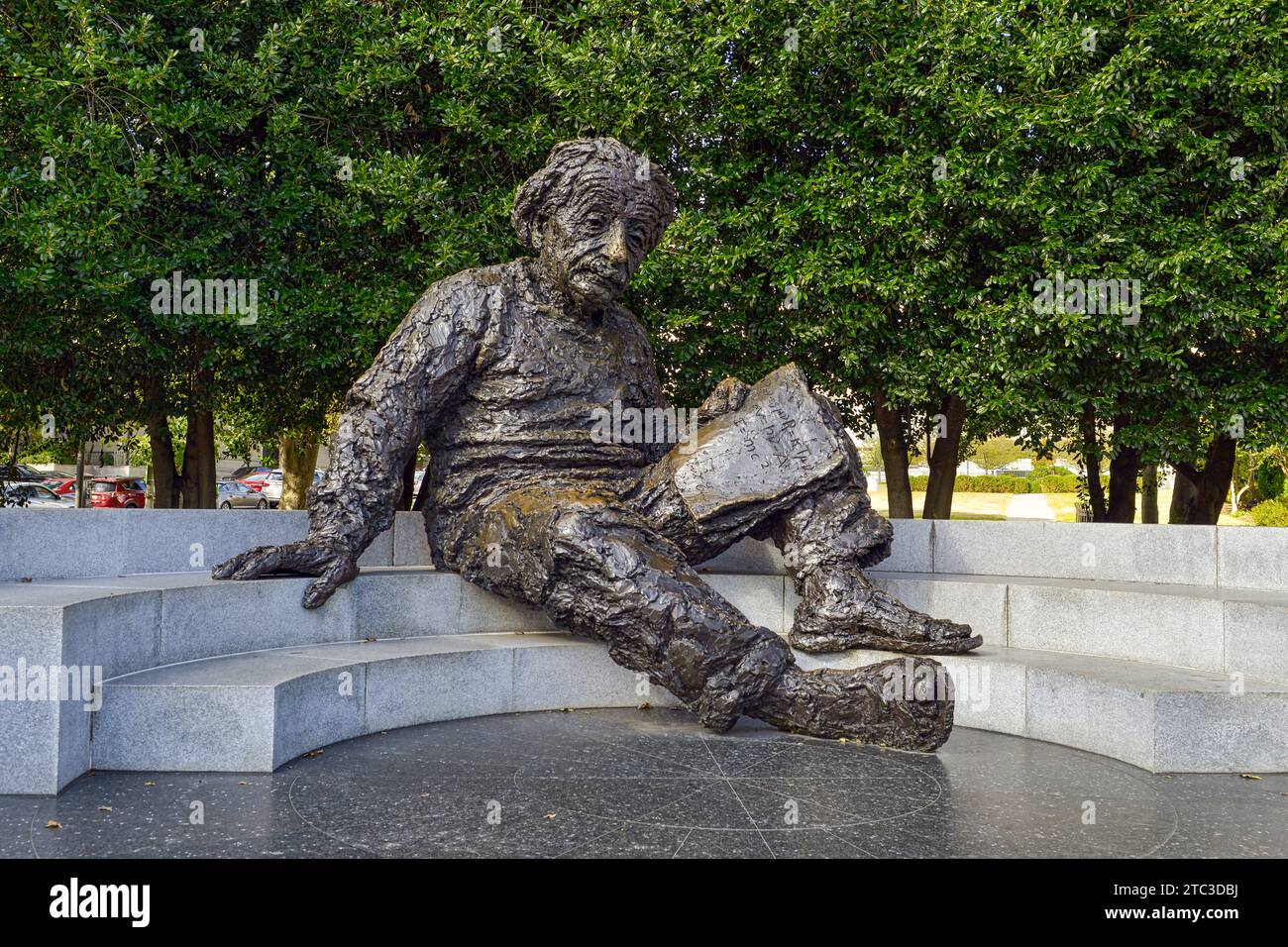 Albert Einstein Memorial in bronze by Robert Berks on Constitution Ave NW in Washington DC Stock Photo