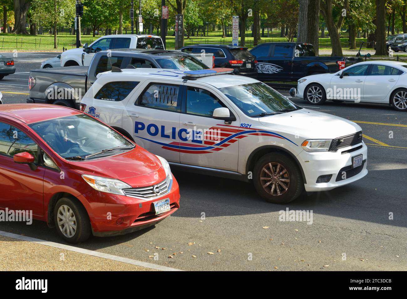 Capitol Police suv on Constitution Ave in Washington DC Stock Photo