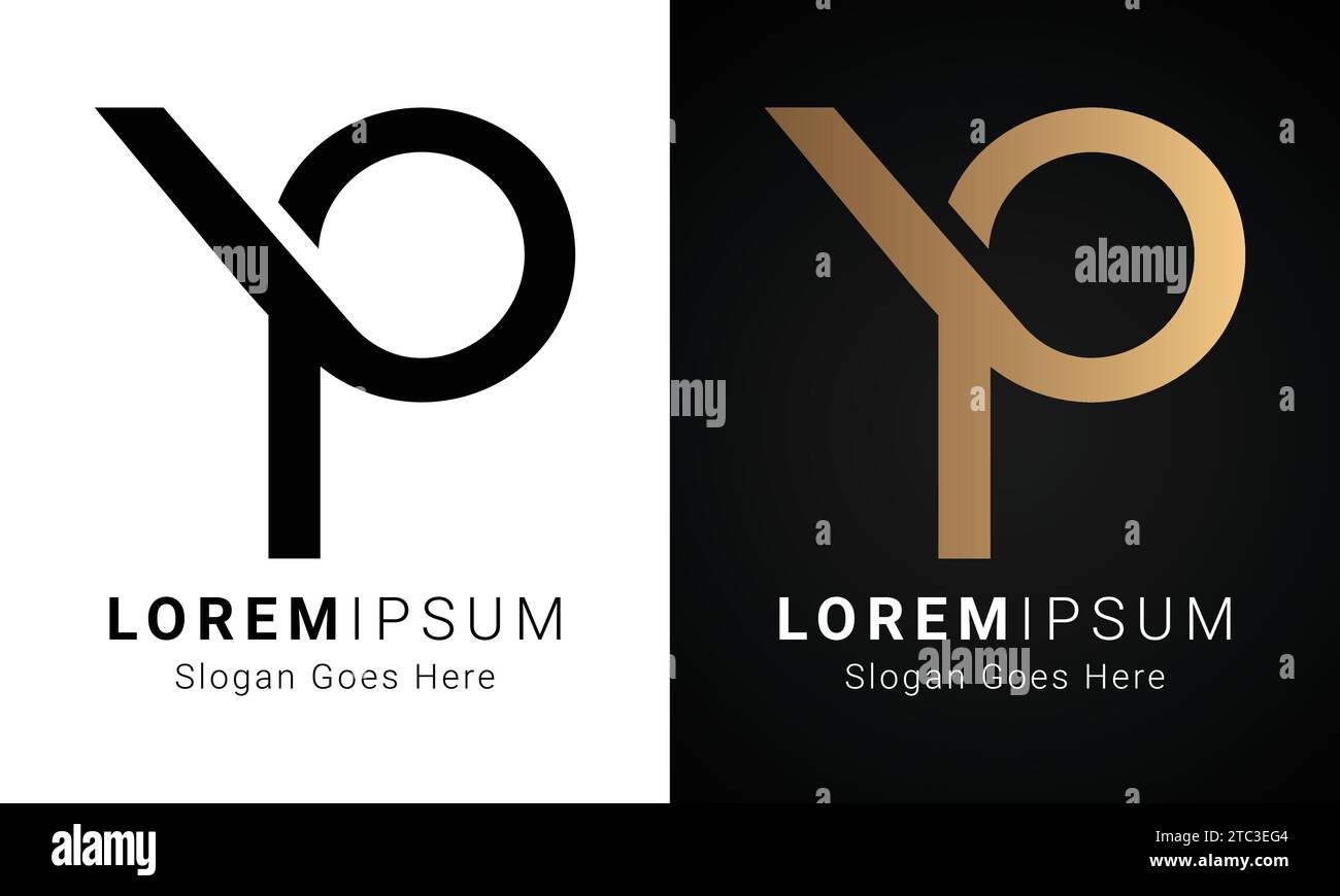 Luxury Initial YP or PY Monogram Text Letter Logo Design Stock Vector