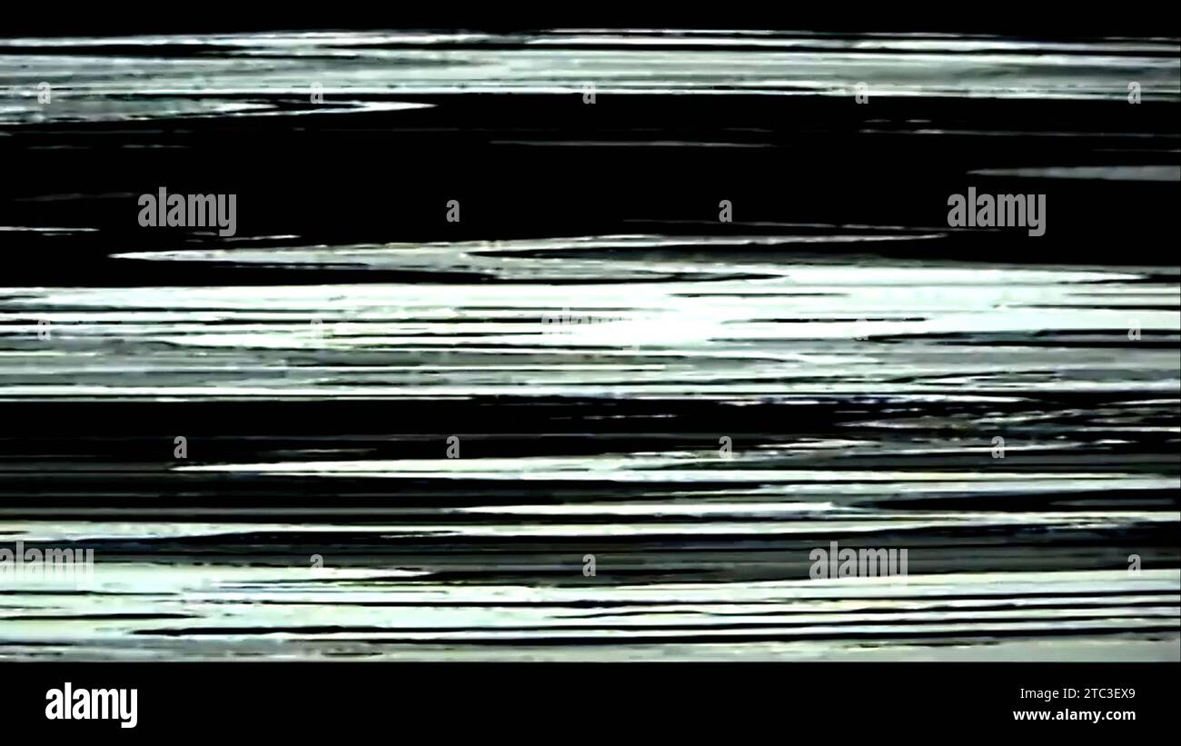 Analog glitch vhs noise white static lines black Stock Photo Alamy