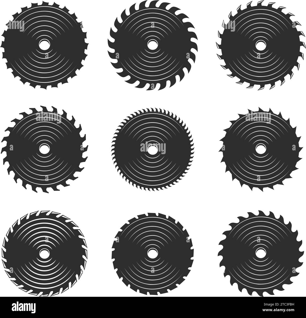 Set of icons of a disk saw. Vector element Stock Vector