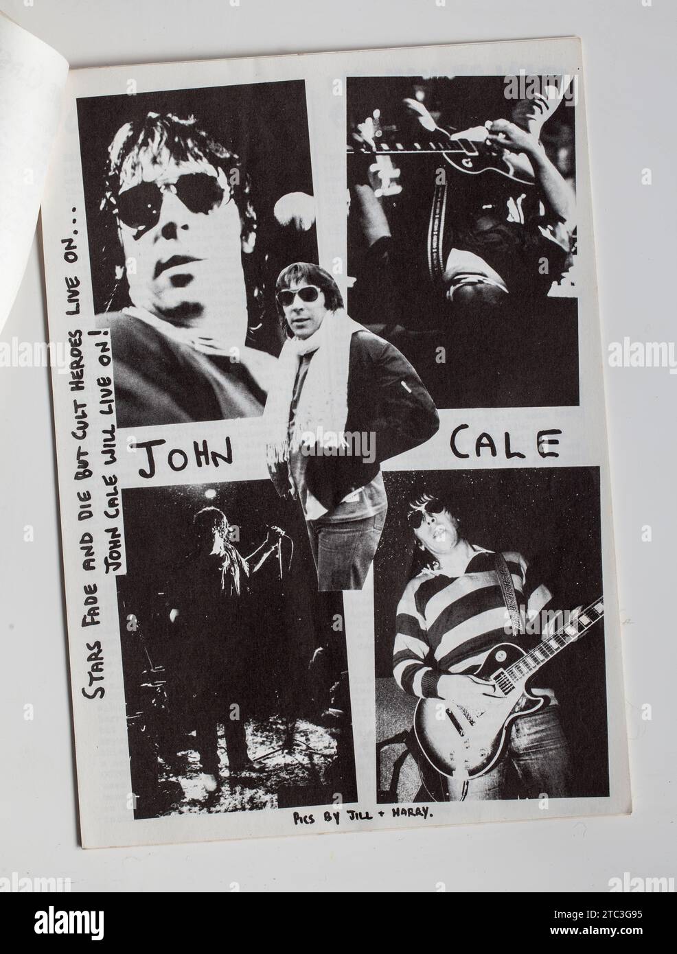 Photos of John Cale in 1970s SNIFFIN' GLUE Punk Rock Fanzine Magazine Stock Photo