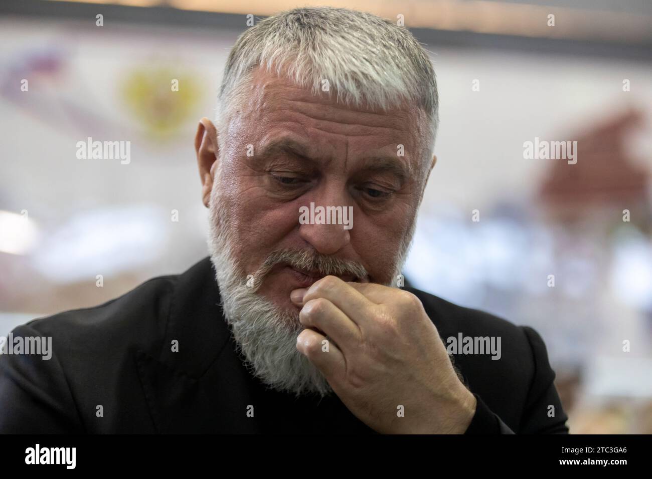 Moscow, Russia. 10th of December, 2023. Lawmaker Adam Delimkhanov attends the opening of Chechen Republic Day during the Russia Expo international exhibition and forum at the VDNKh exhibition centre in Moscow, Russia. Credit: Nikolay Vinokurov/Alamy Live News Stock Photo