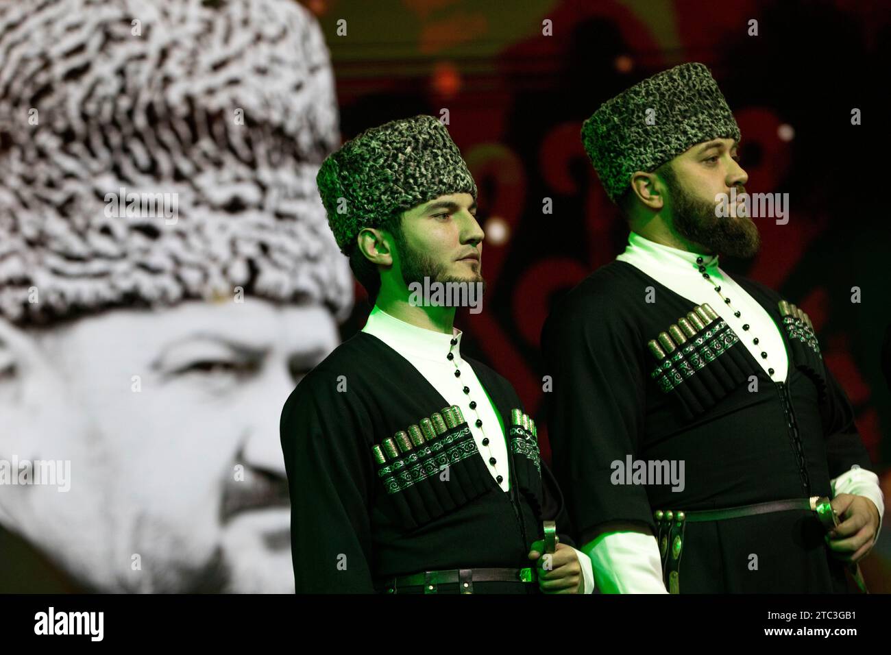 Moscow, Russia. 10th of December, 2023. Performers at the opening of Chechen Republic Day during the Russia Expo international exhibition and forum at the VDNKh exhibition centre in Moscow, Russia. Credit: Nikolay Vinokurov/Alamy Live News Stock Photo