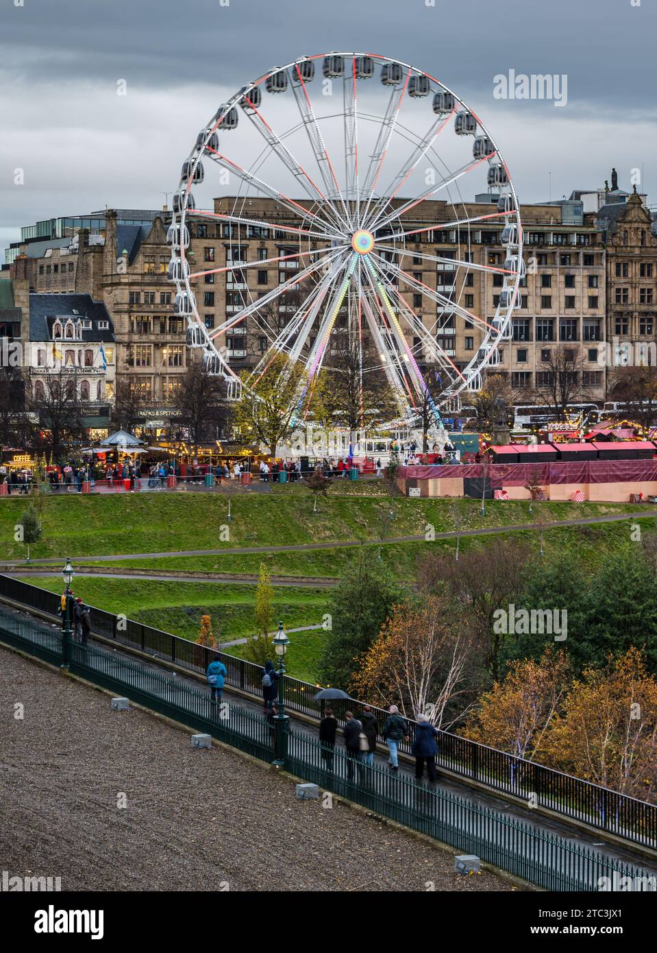 View of the big ferris wheel at Christmas market, Edinburgh, Scotland, UK Stock Photo Alamy