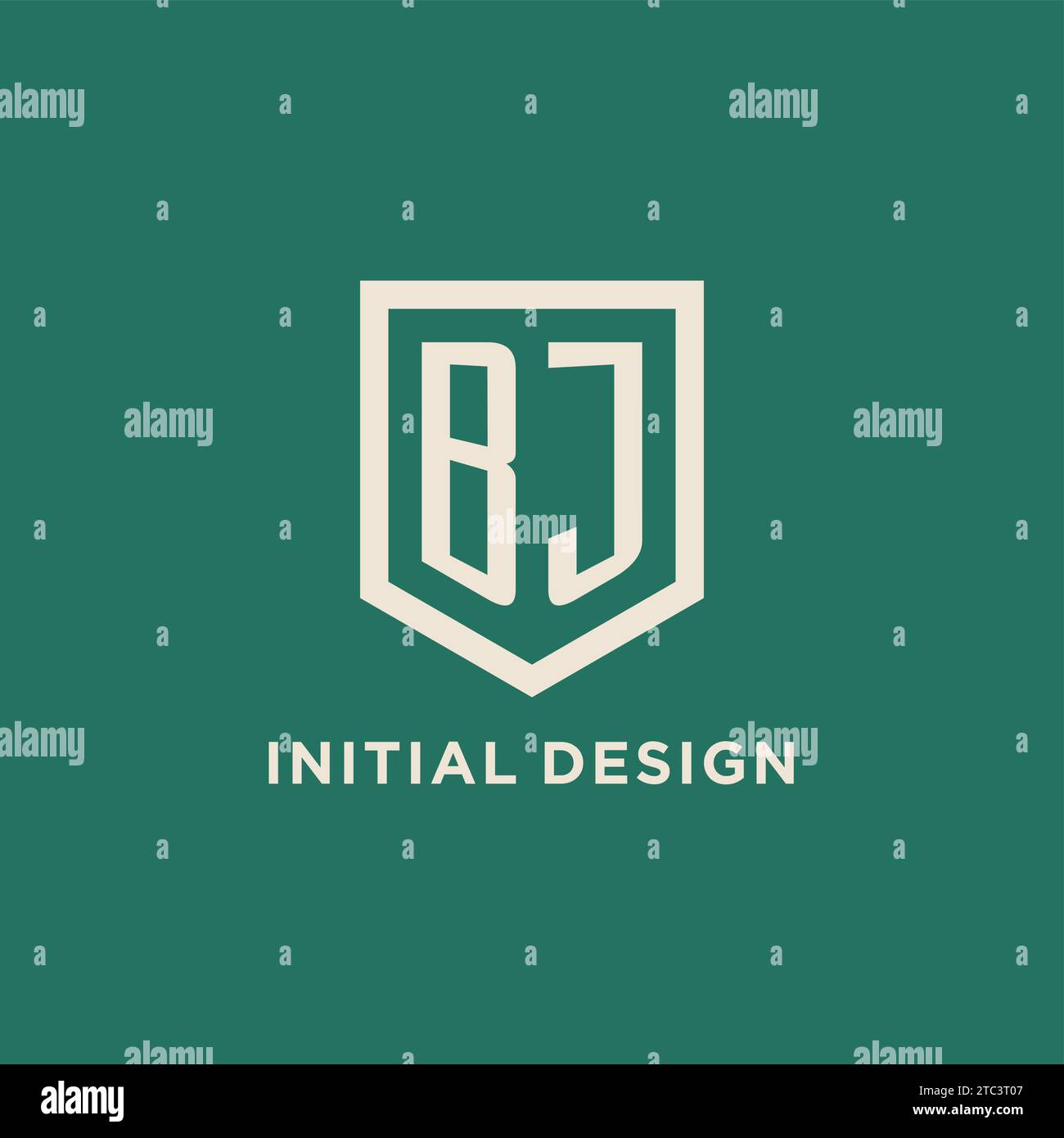 BJ initial logo monogram shield geometric shape design vector graphic Stock Vector