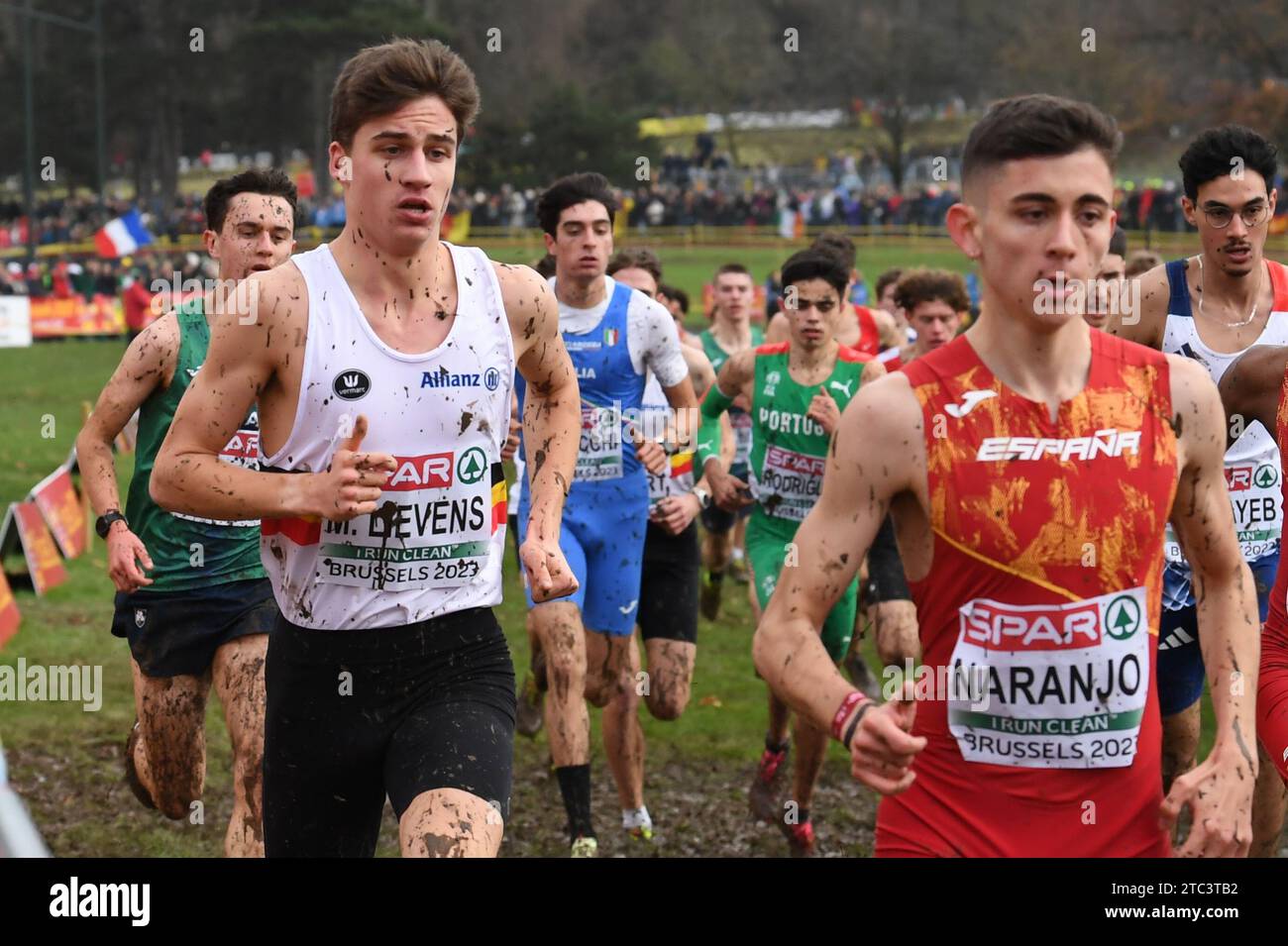 Brussels, Belgium. 10th Dec, 2023. Belgian Mathis Lievens pictured in action during the U20 men race at the European Cross Country Championships in Brussels, Sunday 10 December 2023 BELGA PHOTO JILL DELSAUX Credit: Belga News Agency/Alamy Live News Stock Photo