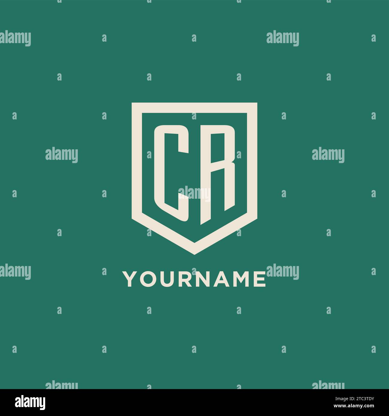 CR initial logo monogram shield geometric shape design vector graphic Stock Vector