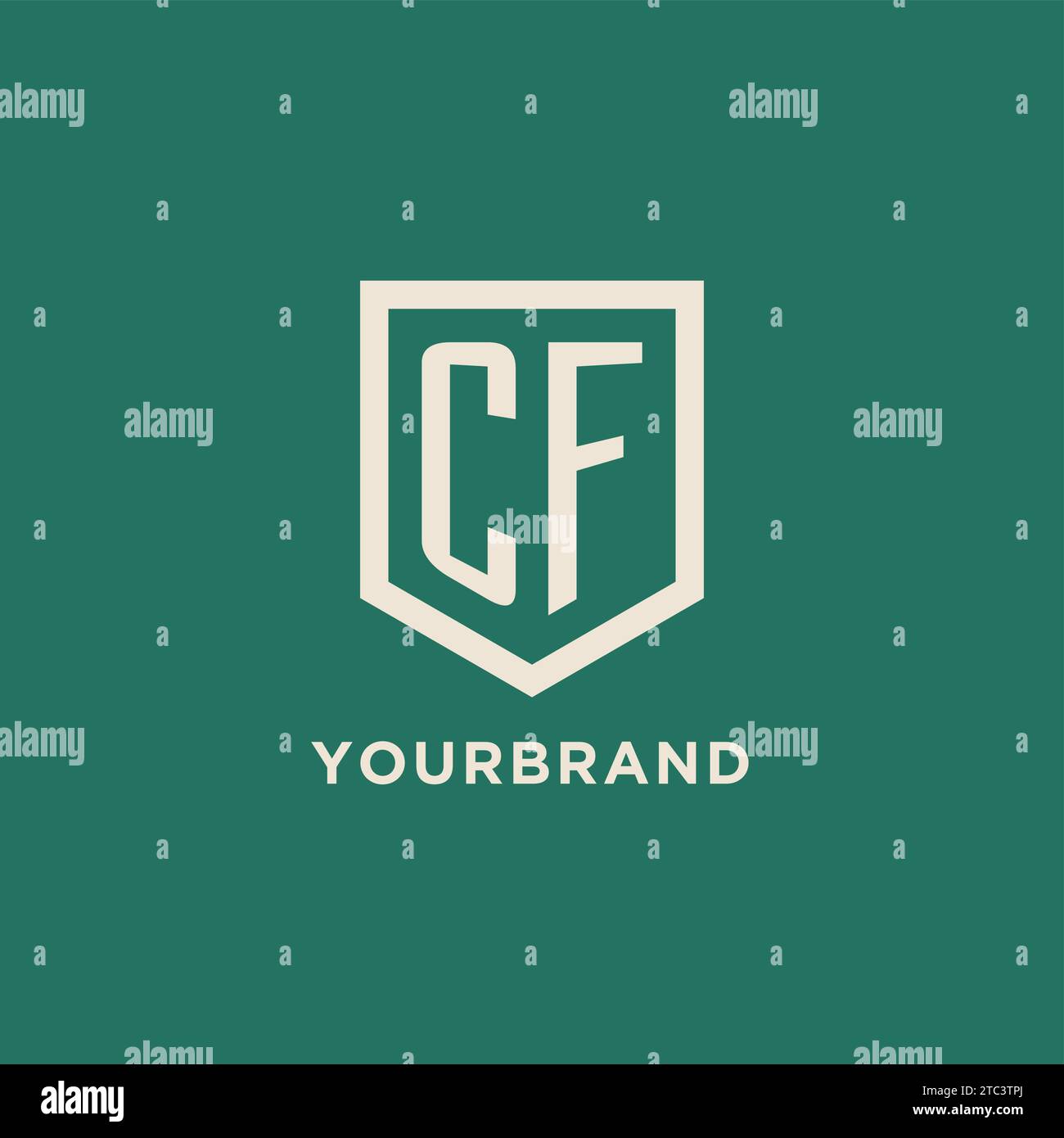CF initial logo monogram shield geometric shape design vector graphic Stock Vector