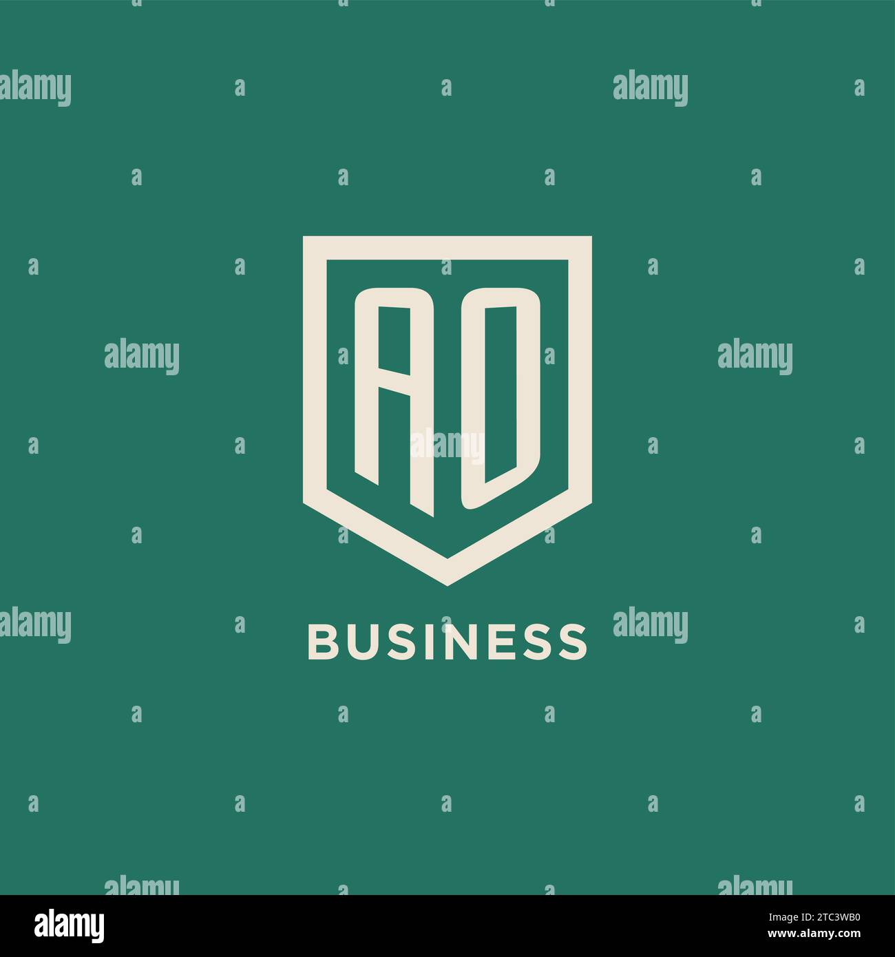 AO initial logo monogram shield geometric shape design vector graphic Stock Vector