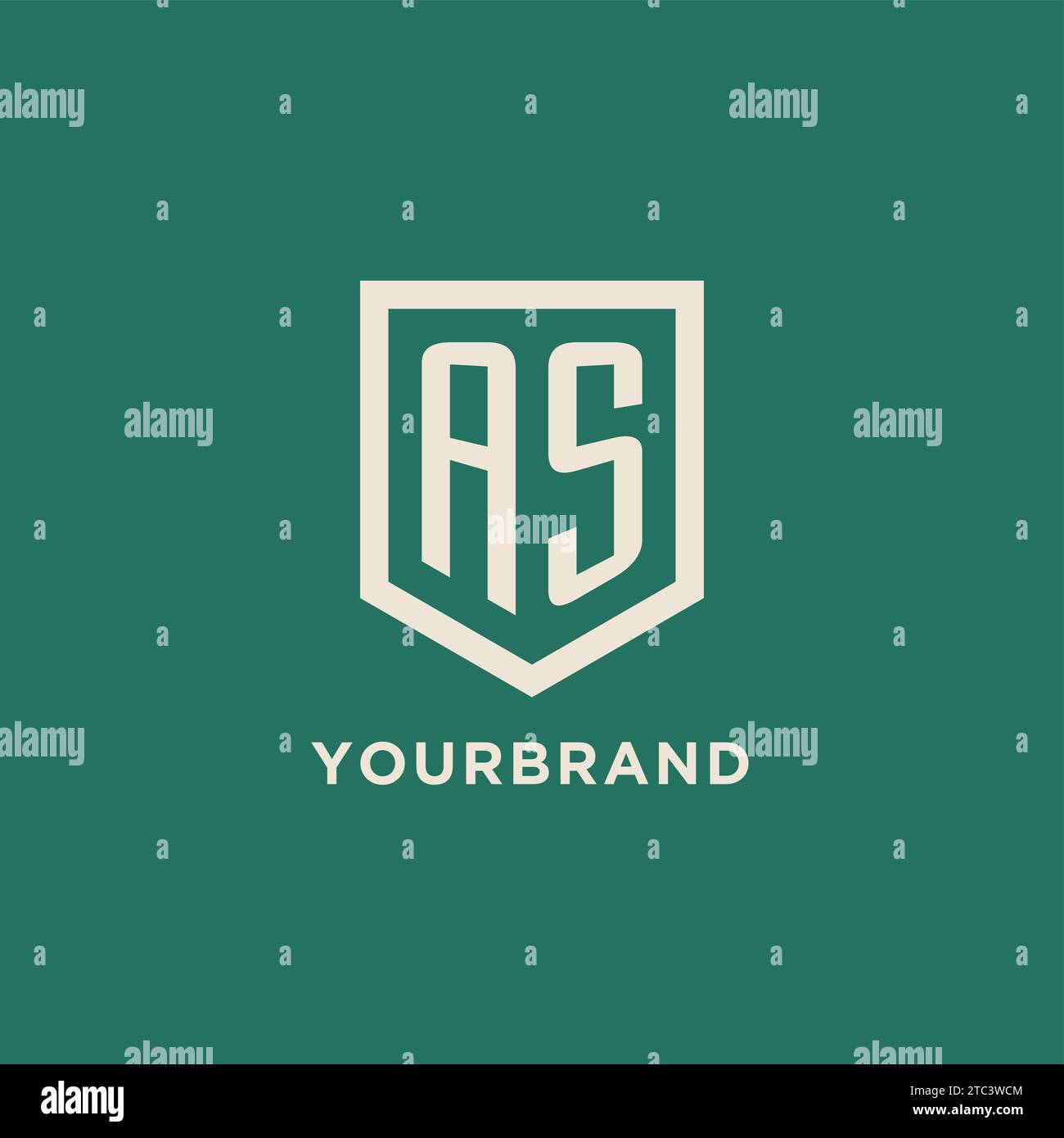 AS initial logo monogram shield geometric shape design vector graphic Stock Vector