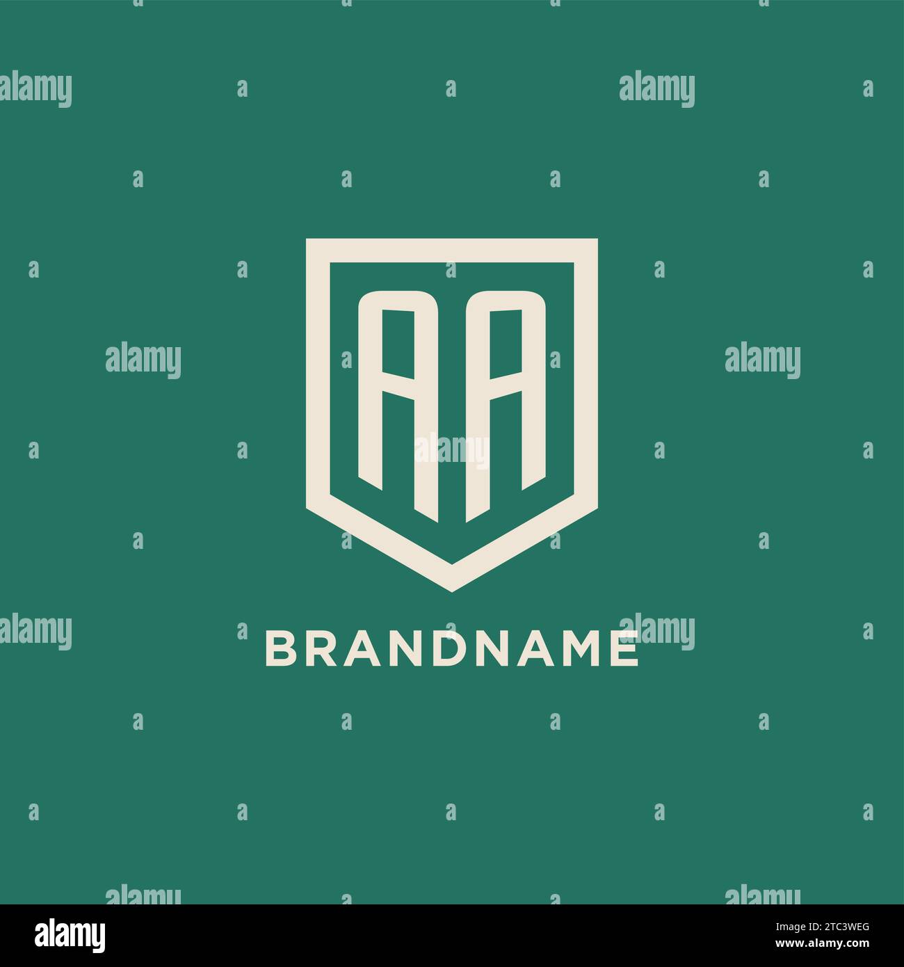 AA initial logo monogram shield geometric shape design vector graphic Stock Vector