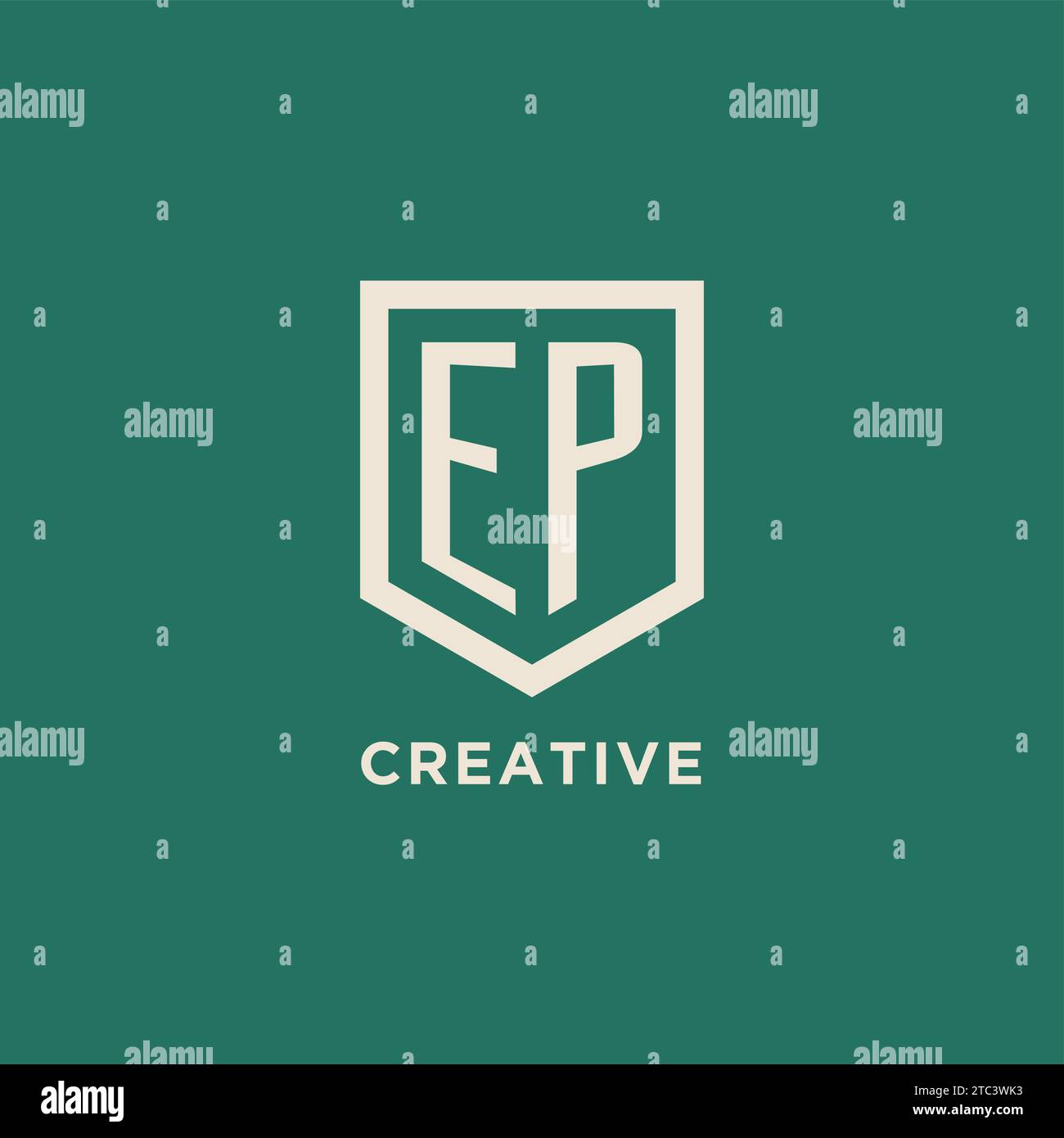 EP initial logo monogram shield geometric shape design vector graphic ...