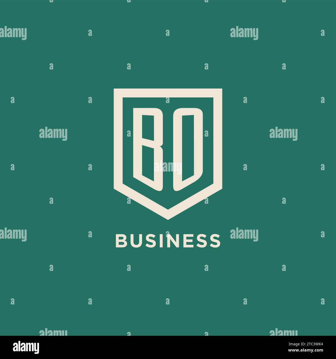 BO initial logo monogram shield geometric shape design vector graphic Stock Vector