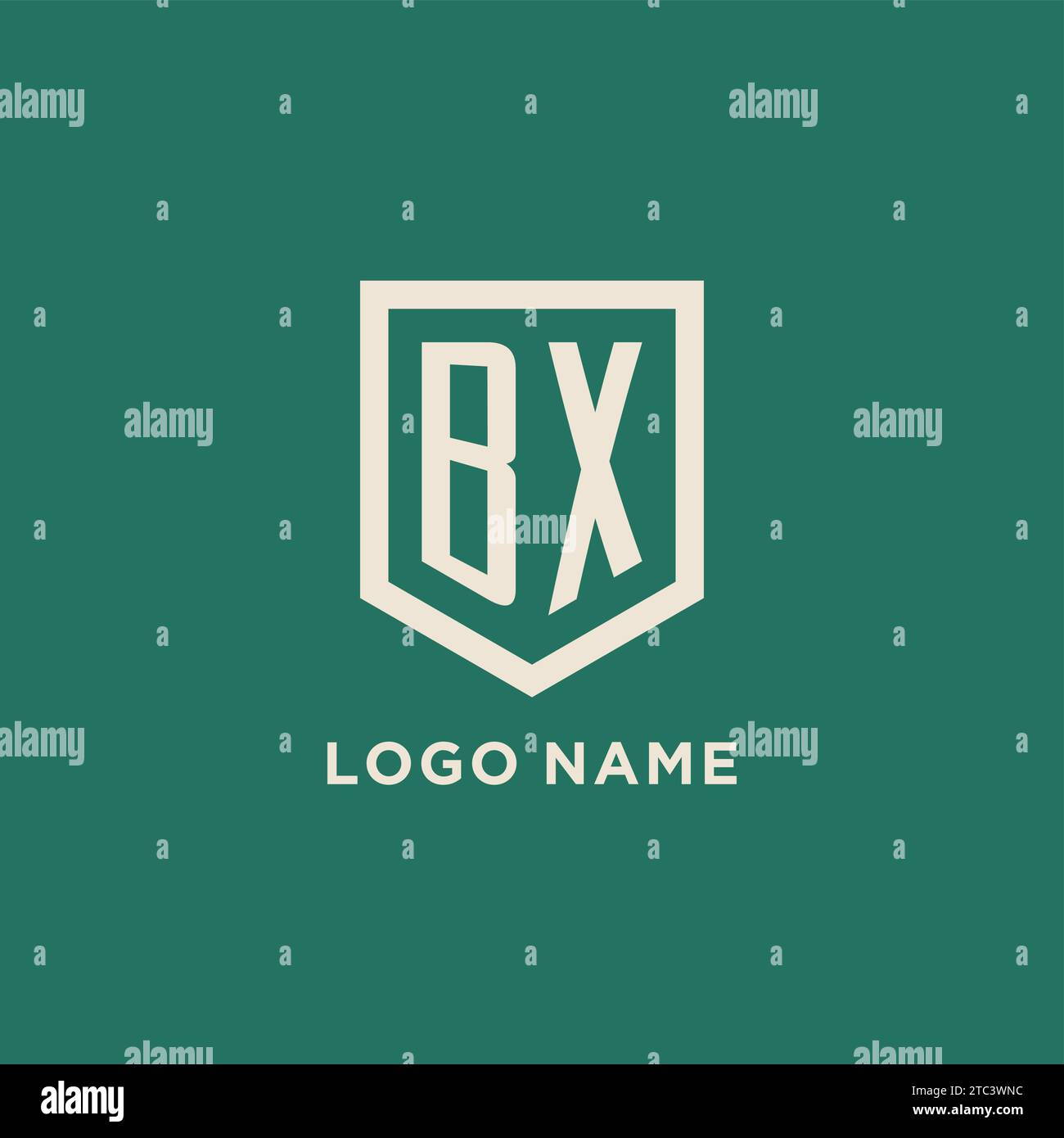 BX initial logo monogram shield geometric shape design vector graphic Stock Vector